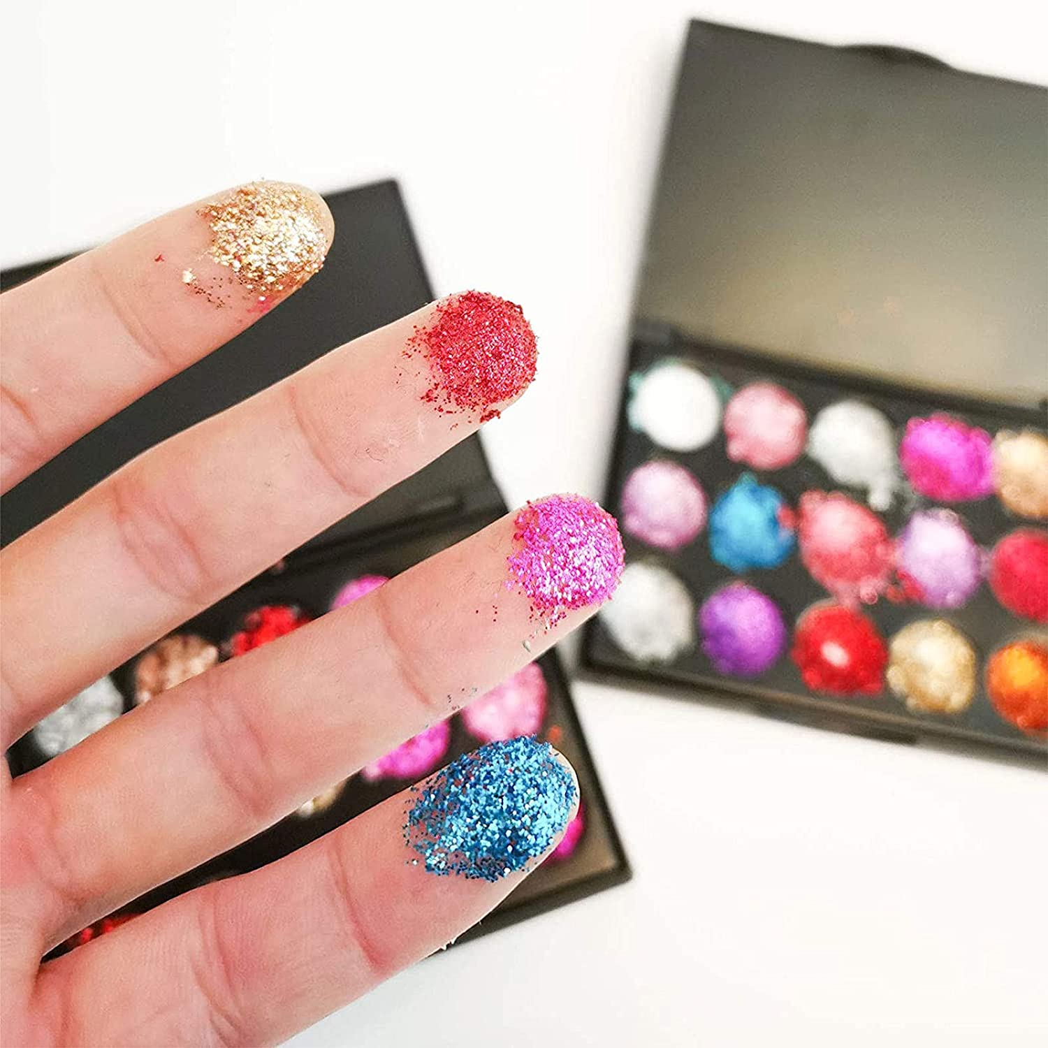 KYDA 30 Colors Glitter Eyeshadow Palette,Diamond Shimmer Eyeshadow Set Glitter Eyeshadow Makeup Pale