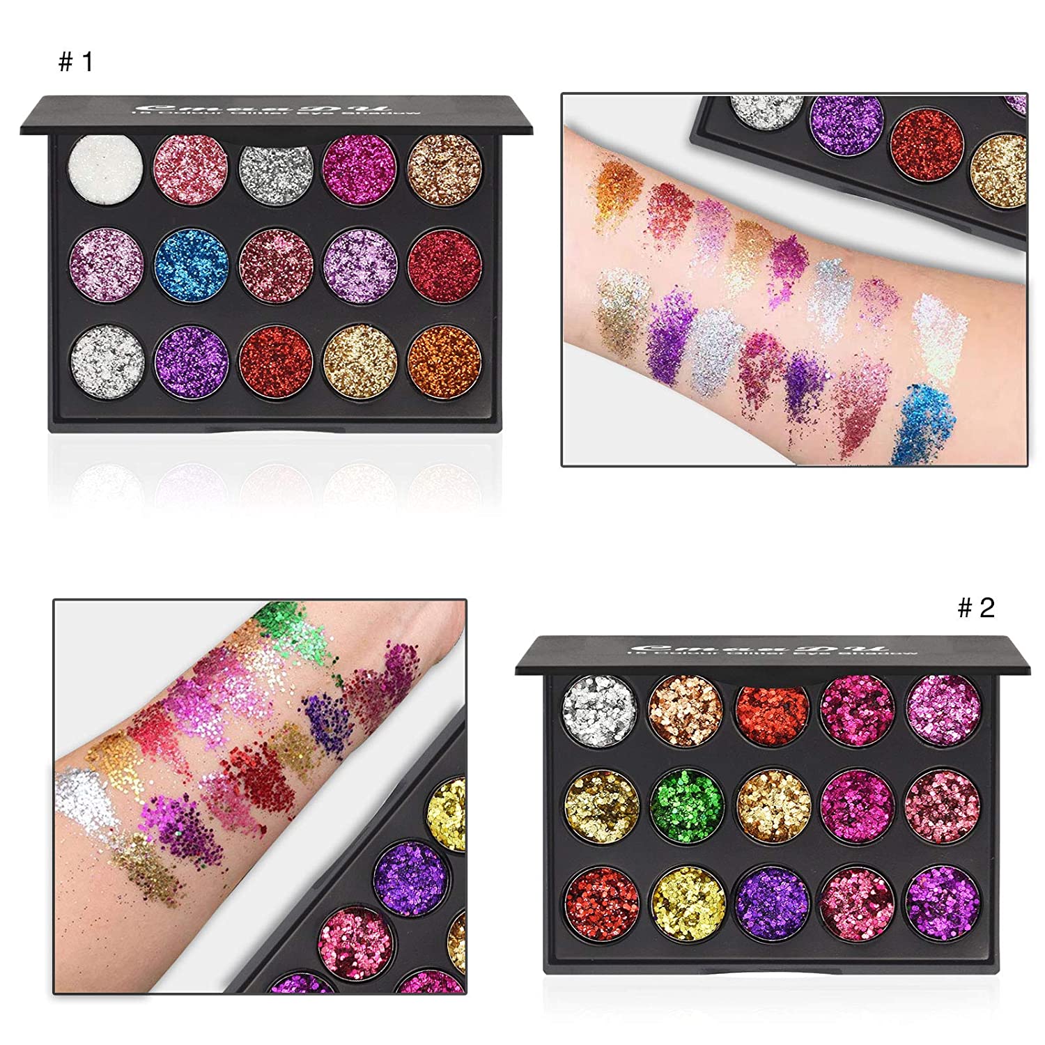 KYDA 30 Colors Glitter Eyeshadow Palette,Diamond Shimmer Eyeshadow Set Glitter Eyeshadow Makeup Pale