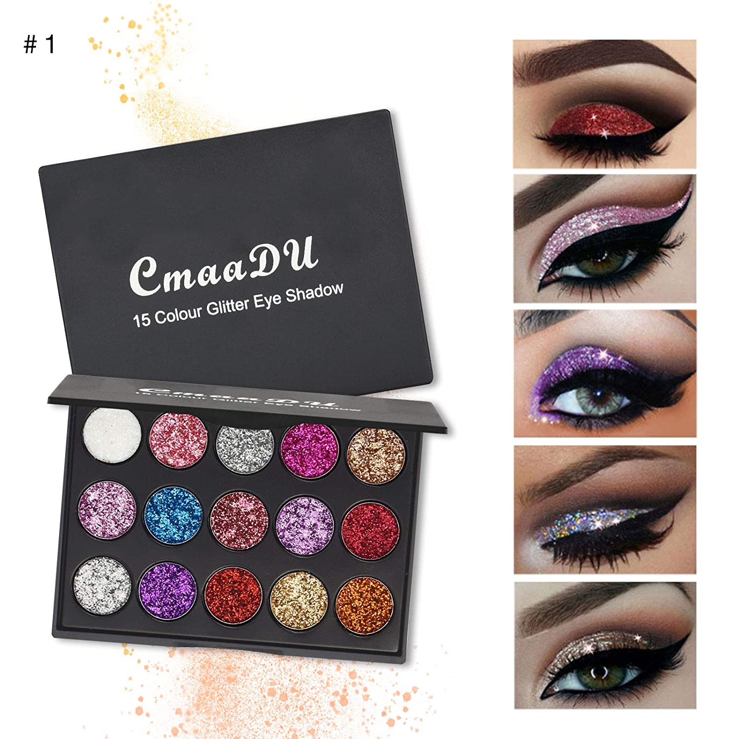 KYDA 30 Colors Glitter Eyeshadow Palette,Diamond Shimmer Eyeshadow Set Glitter Eyeshadow Makeup Pale