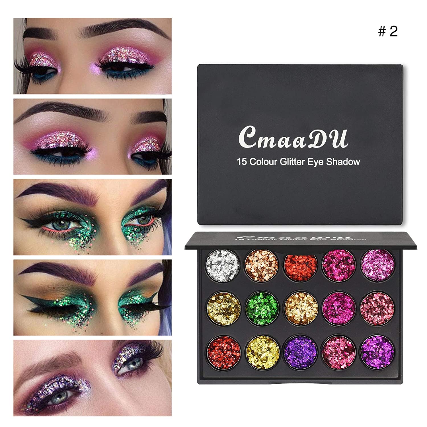 KYDA 30 Colors Glitter Eyeshadow Palette,Diamond Shimmer Eyeshadow Set Glitter Eyeshadow Makeup Pale
