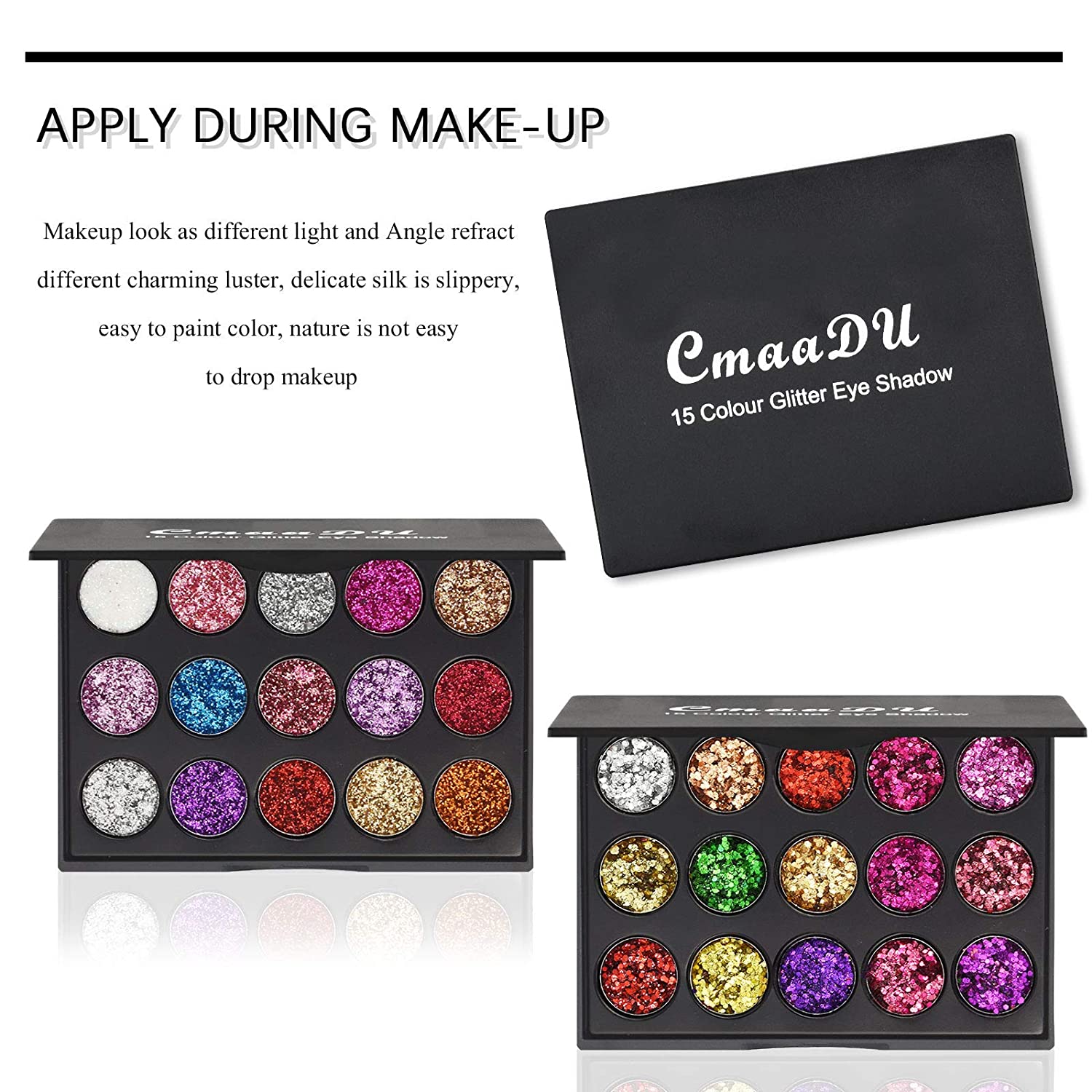KYDA 30 Colors Glitter Eyeshadow Palette,Diamond Shimmer Eyeshadow Set Glitter Eyeshadow Makeup Pale