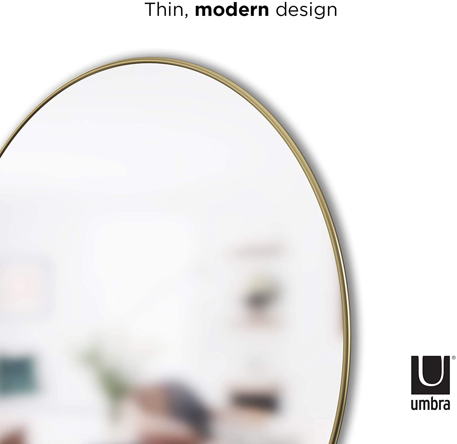 Umbra Hub Rubber Frame, Wall Mirror for Entryways, Bathrooms, Living Rooms and More, 34-Inch, Brass
