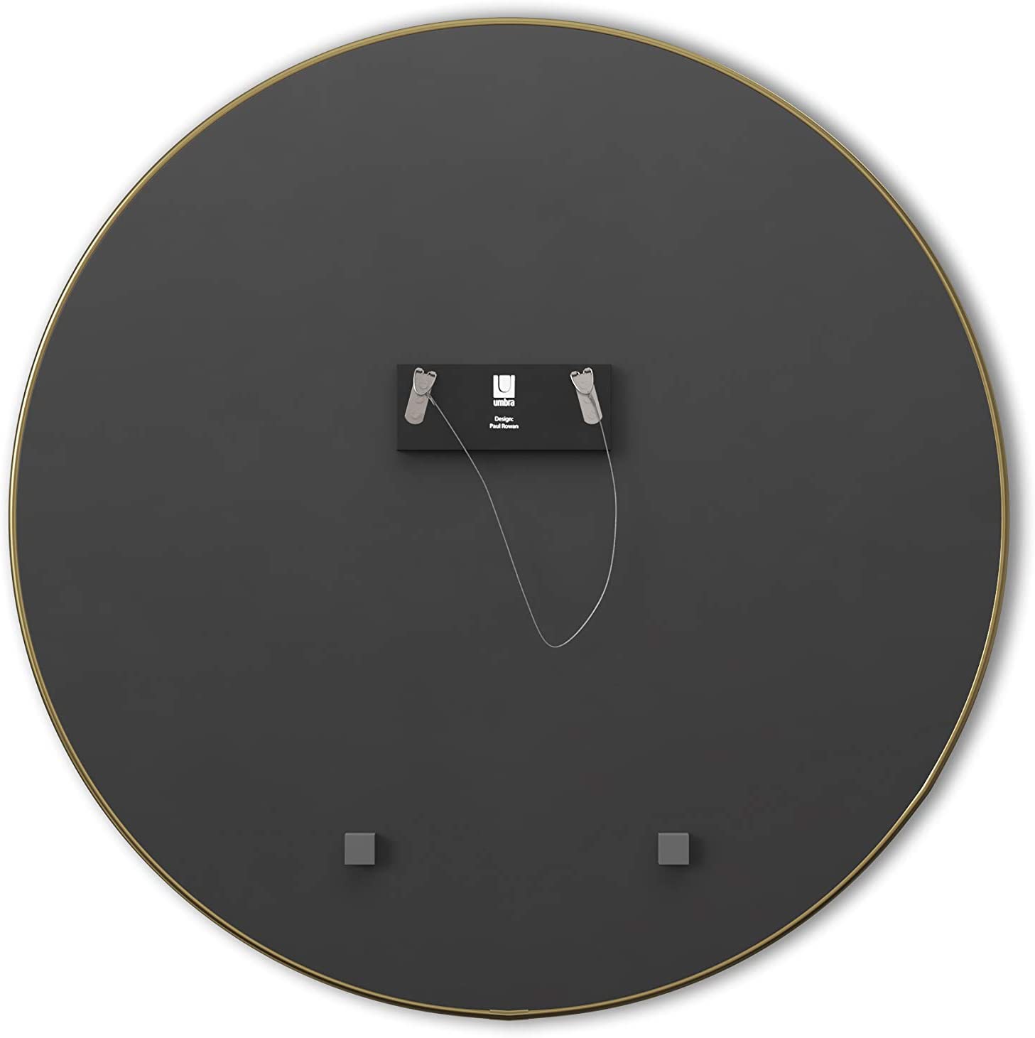 Umbra Hub Rubber Frame, Wall Mirror for Entryways, Bathrooms, Living Rooms and More, 34-Inch, Brass