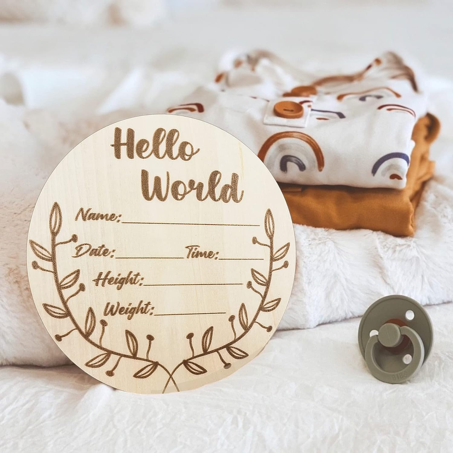 Newborn Announcement Sign for Hospital Wooden Birth Announcement Sign 5.8 in Baby Name Signs for Nur