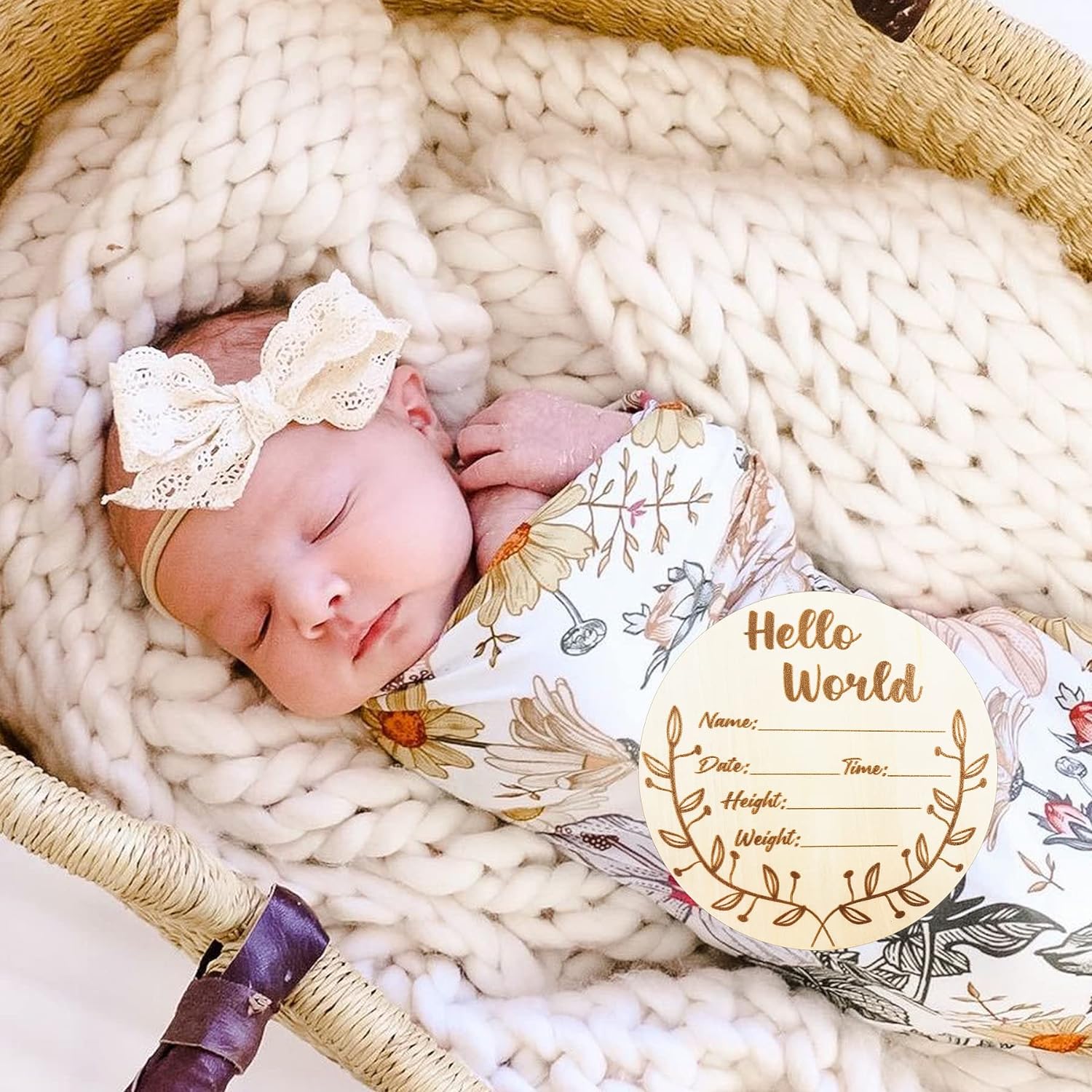 Newborn Announcement Sign for Hospital Wooden Birth Announcement Sign 5.8 in Baby Name Signs for Nur