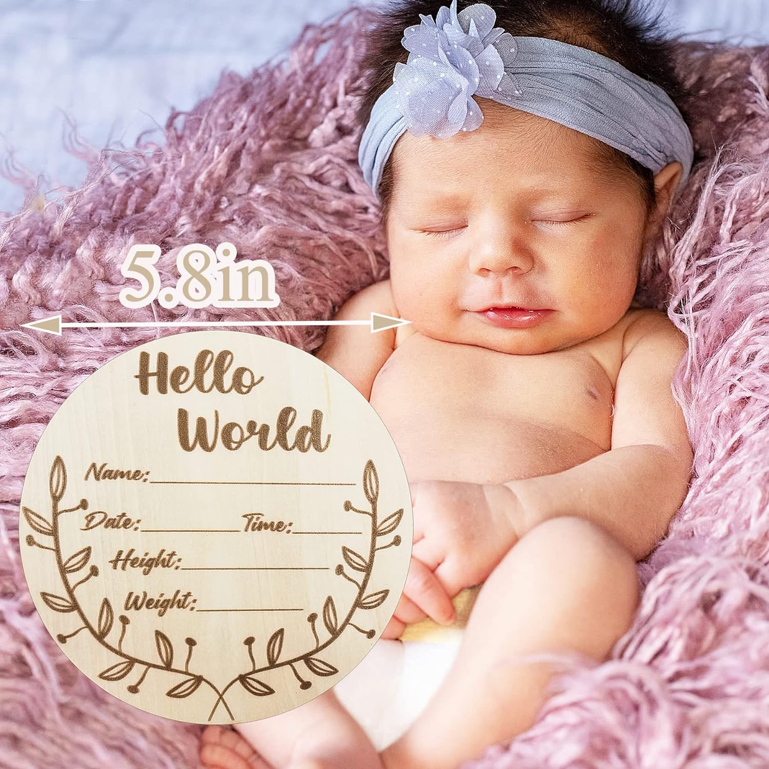Newborn Announcement Sign for Hospital Wooden Birth Announcement Sign 5.8 in Baby Name Signs for Nur
