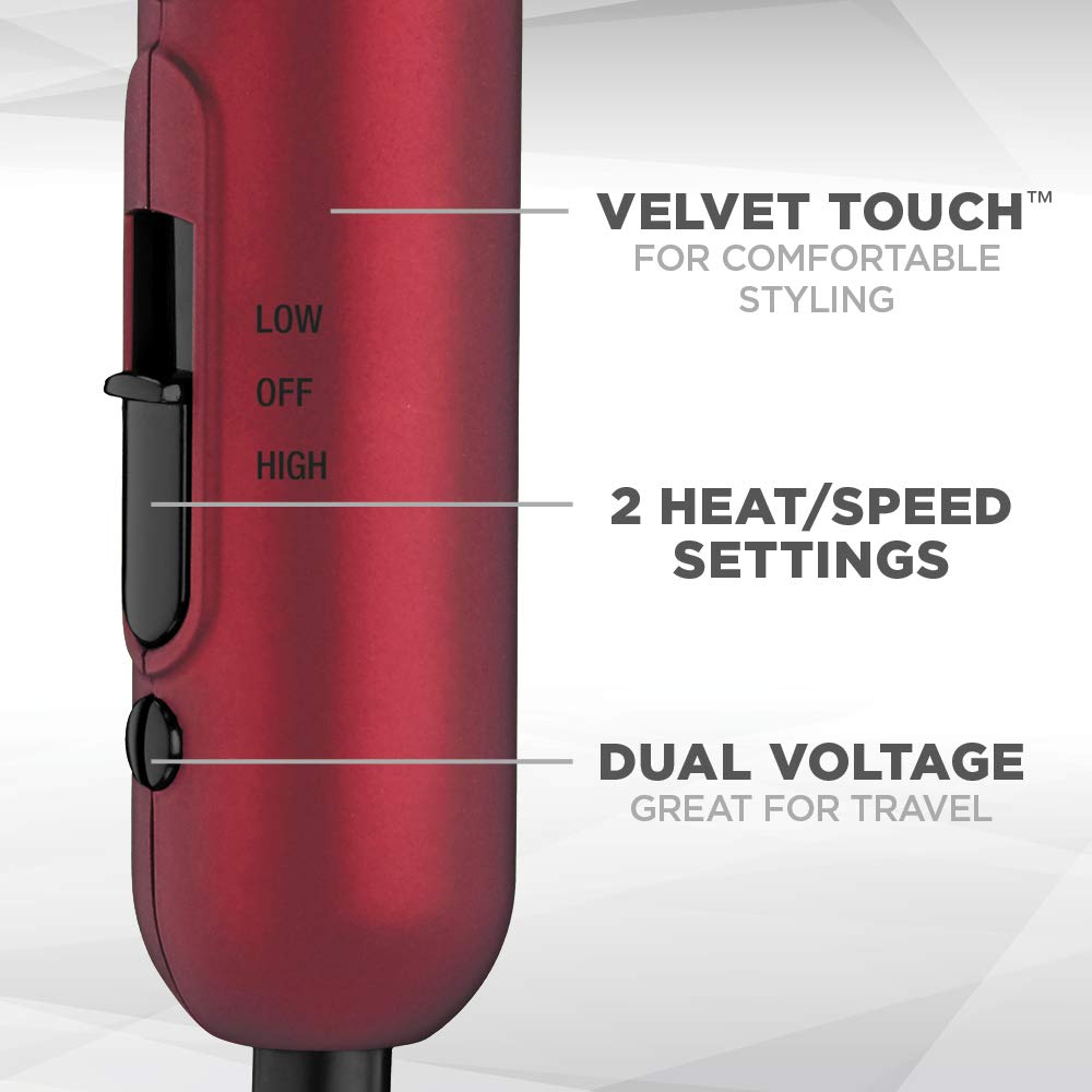 Conair miniPRO Tourmaline Ceramic Travel Hair Dryer with Folding Handle, Red