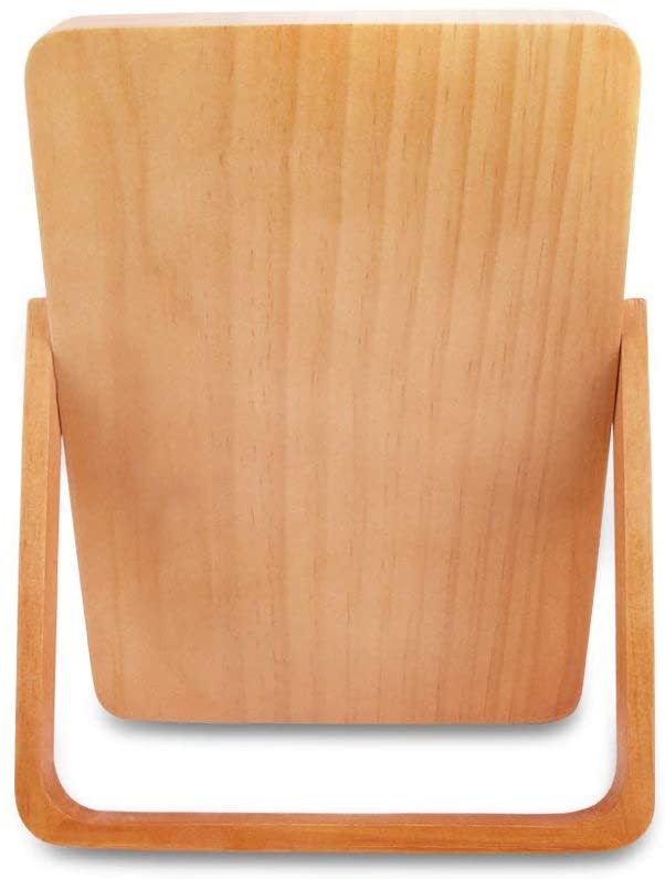 Restbuy Pine Wood Rectangle Tabletop Vanity Standing Table Makeup Cosmetic Mirror with Wood Frame St