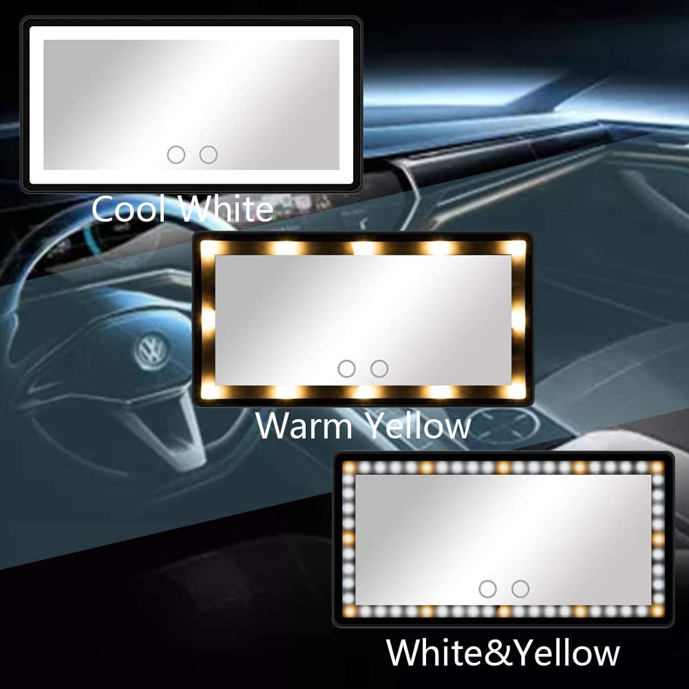 Car Sun Visor Mirror with LED Lights Automobile Makeup Mirror with Lights Cosmetic Mirror Clip on Su