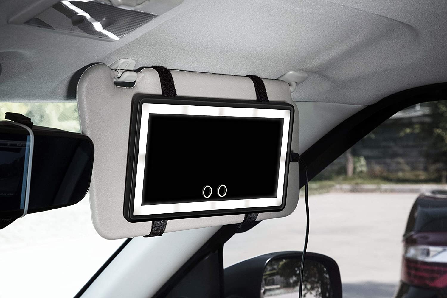 Car Sun Visor Mirror with LED Lights Automobile Makeup Mirror with Lights Cosmetic Mirror Clip on Su