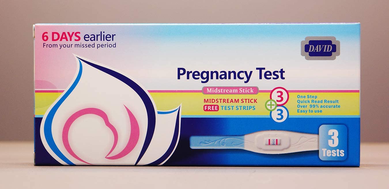 David 3 HCG Pregnancy Test Midstream Sticks and 3 Test Strips with 3 Free Urine Cups Individually-Se