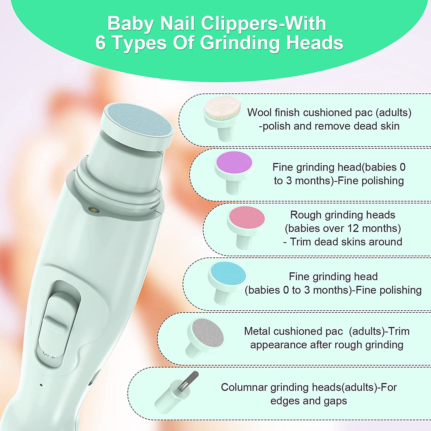 Grarg Baby Nail Clippers,Safe Baby Nail Trimmer Electric Manicure Set With Nail Clippers,USB Baby N