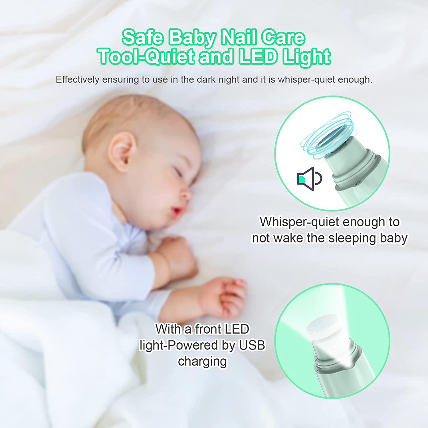 Grarg Baby Nail Clippers,Safe Baby Nail Trimmer Electric Manicure Set With Nail Clippers,USB Baby N