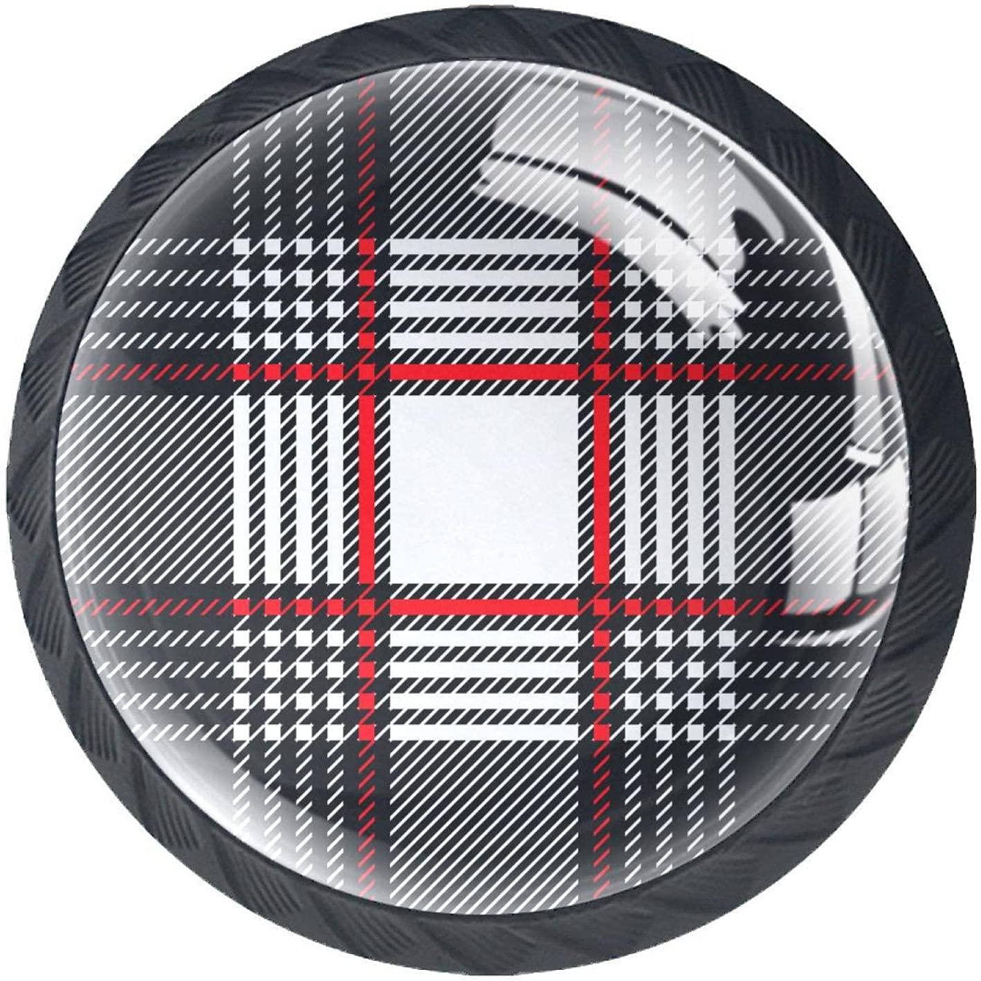 Black & White Scottish Plaid for Kitchen,Cupboard 4 PCSDresser Drawer Handles Knobs