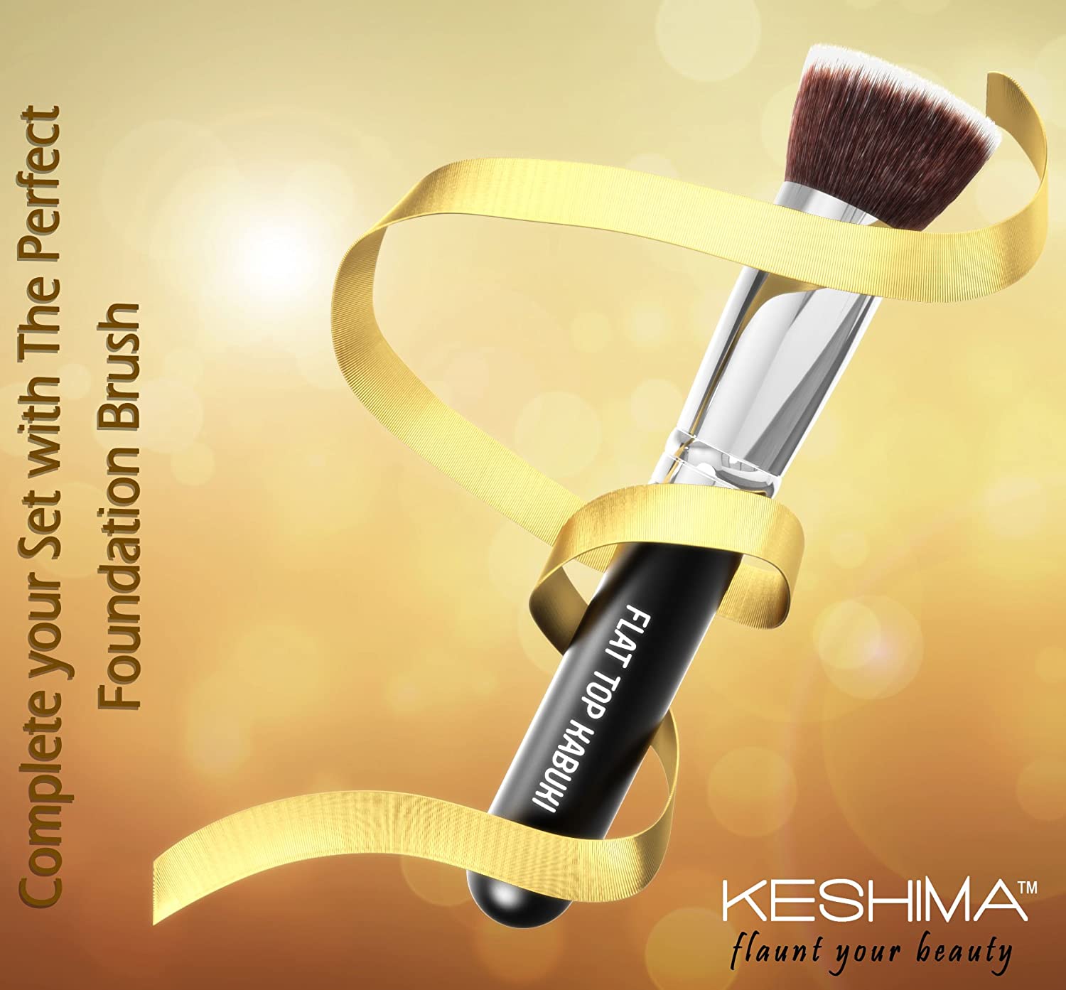 Large Flat Top Kabuki Foundation Brush By Keshima - Premium Makeup Brush for Liquid, Cream, and Powd