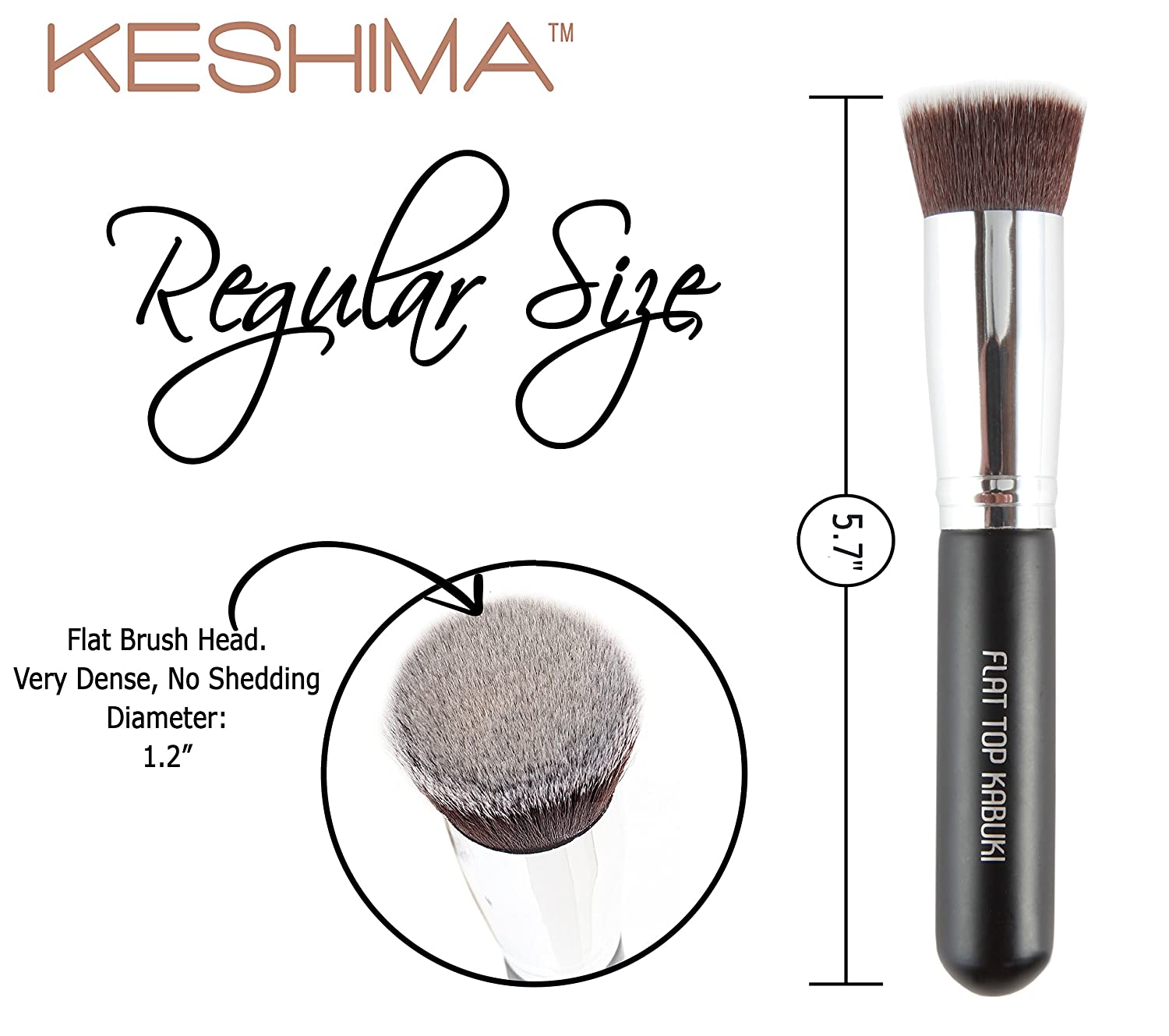 Large Flat Top Kabuki Foundation Brush By Keshima - Premium Makeup Brush for Liquid, Cream, and Powd