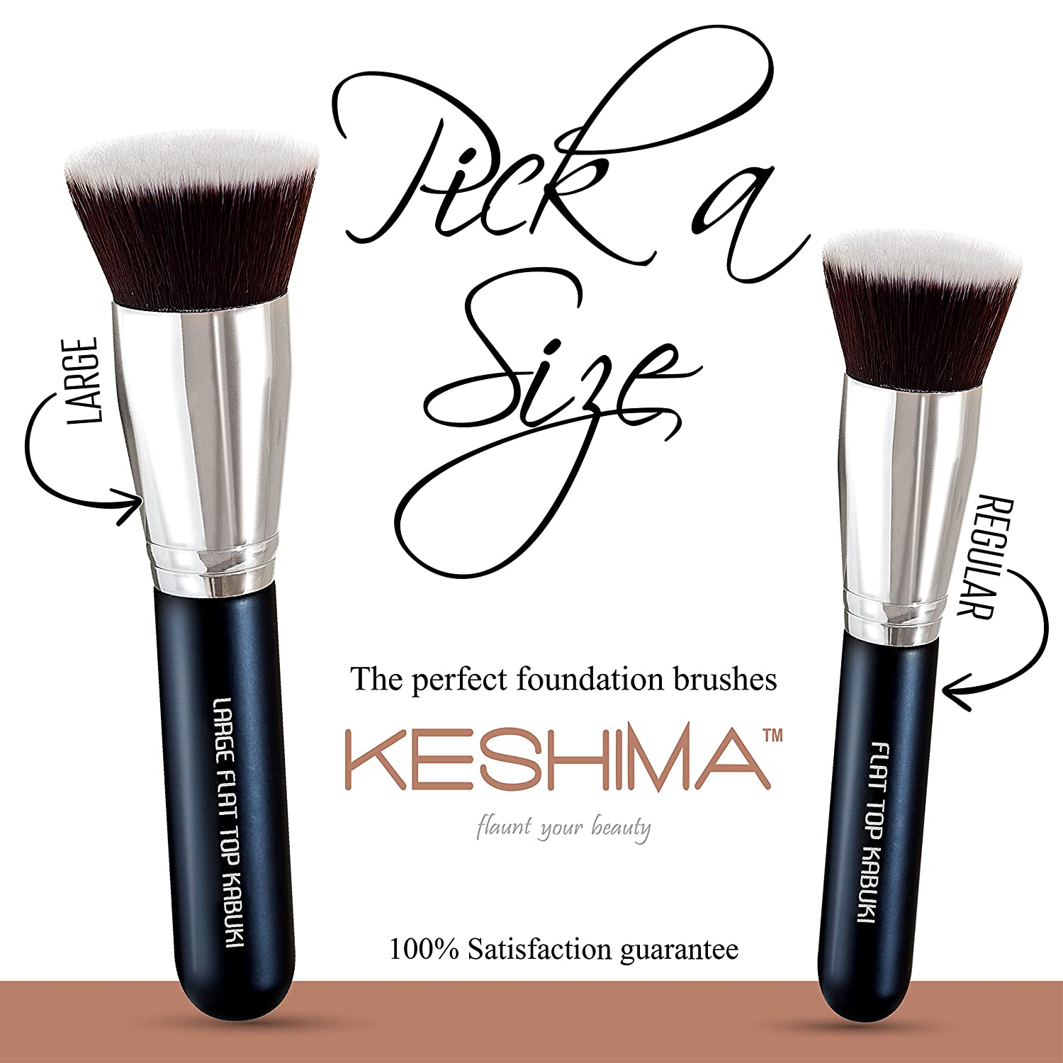 Large Flat Top Kabuki Foundation Brush By Keshima - Premium Makeup Brush for Liquid, Cream, and Powd