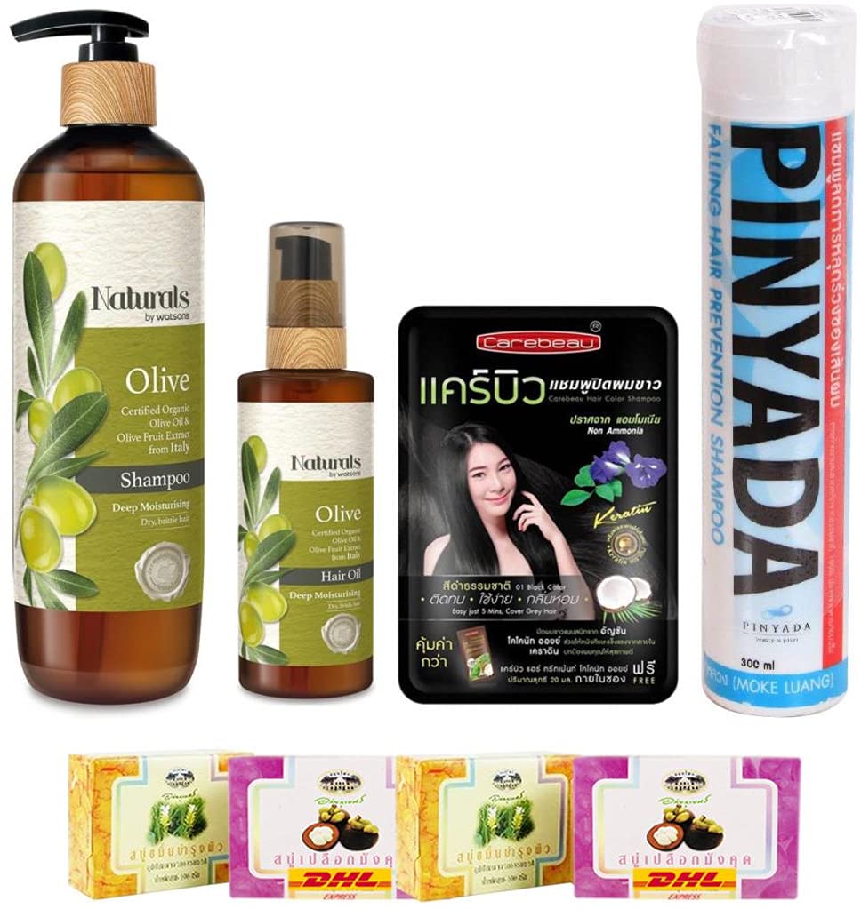 Set A98 Natural by Watsons Olive Shampoo 490ml Pinyada Anti-Hair Loss Shampoo Mok Luang DHL EXPRESS 