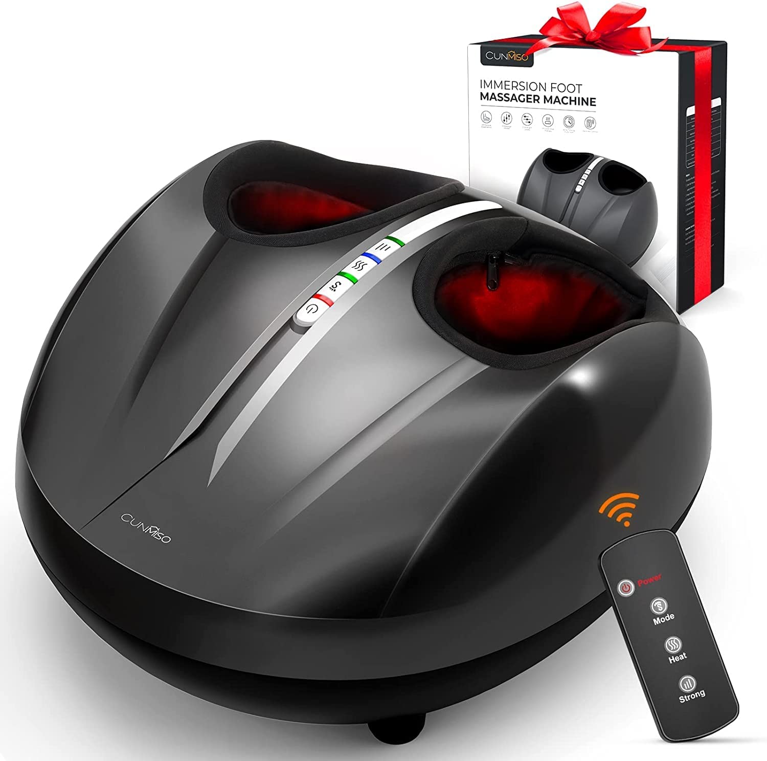 Cunmiso Foot Massager Machine with 2 Heat Modes & Remote, All-Round Shiatsu Foot Massager with Deep 