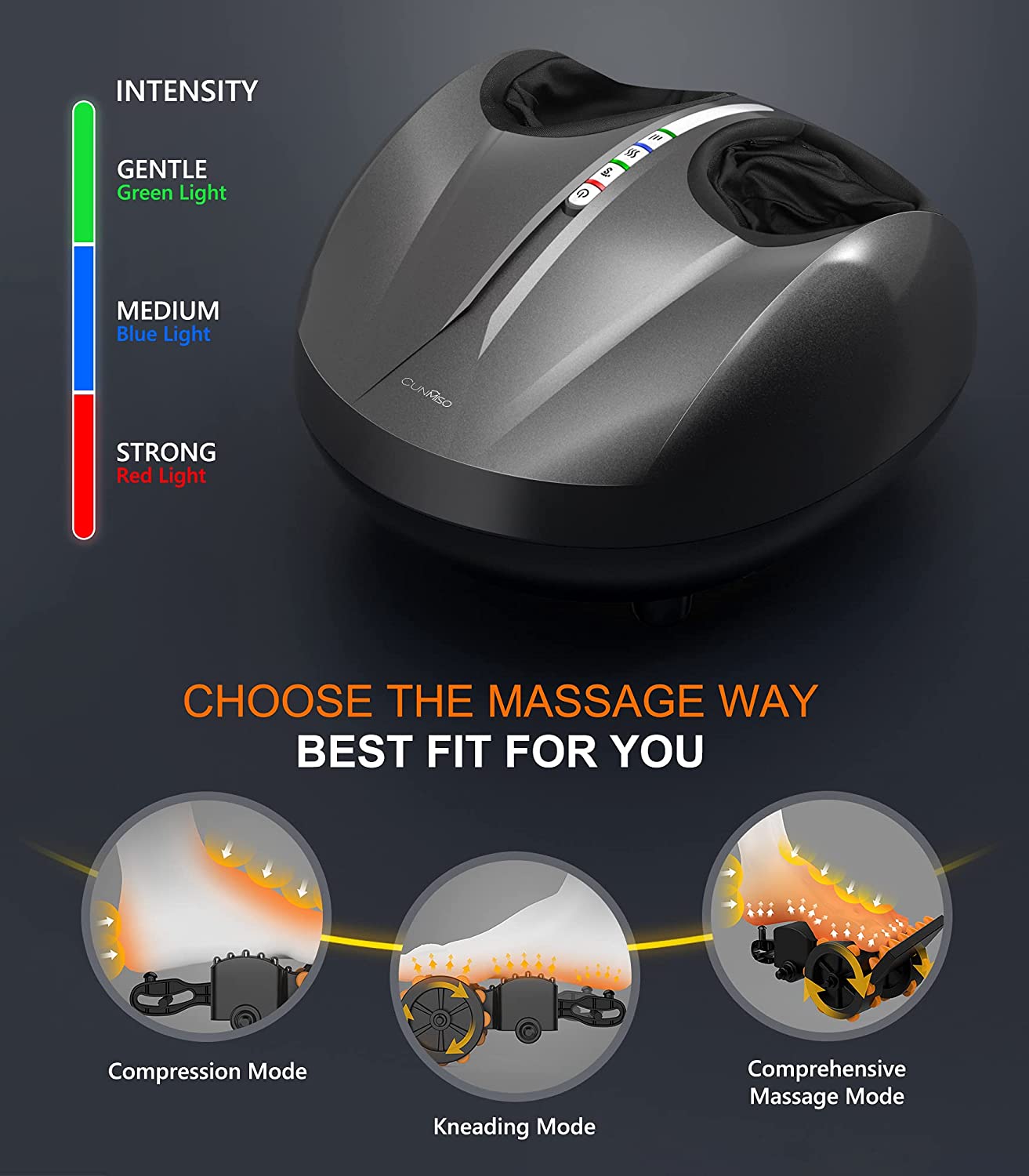 Cunmiso Foot Massager Machine with 2 Heat Modes & Remote, All-Round Shiatsu Foot Massager with Deep 