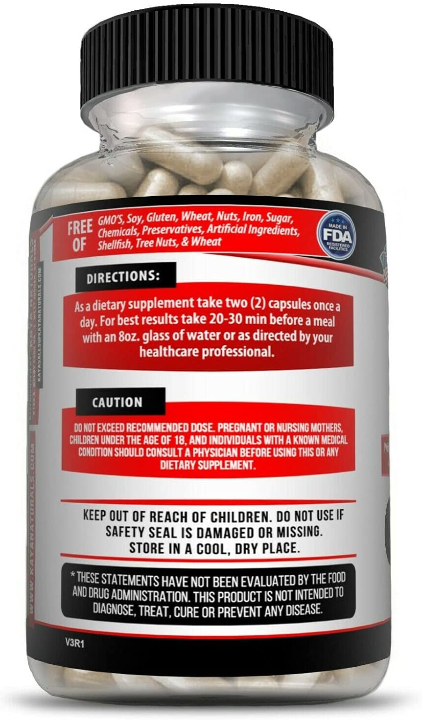 Kaya Naturals Horny Goat Weed Extract 1560mg Maca, Saw Palmetto Ginseng, Arginine Libido Enhancing V