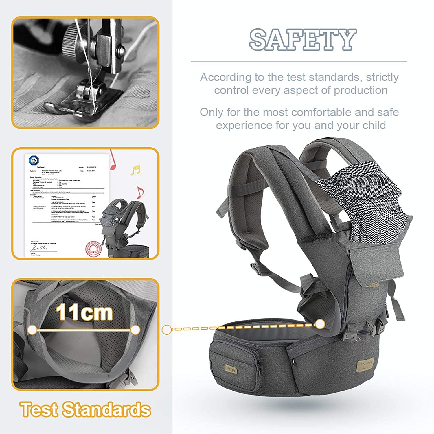 FRUITEAM Baby Carrier, 6-in-1 Baby Carrier with Waist Stool, One Size Fits All -Adapt to Newborn, Ba