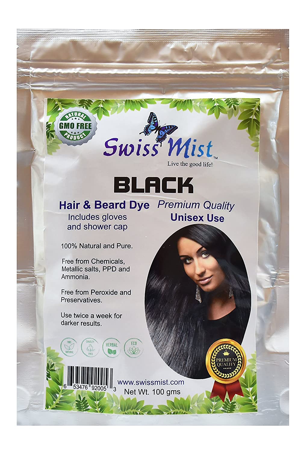 Swiss Mist - Jet Black Henna Hair Dye 100% Natural, No Chemicals, Metallic Salts, Free from PPD, Ammonia, Peroxide, GMO-Free, Triple sifted for Quality, Guaranteed Freshness; 100 Grams ( oz) Swiss Mist - Jet Black Henna Hair Dye 100% Natural, No Chemicals, Metallic Salts, Free from PPD, Ammonia, Peroxide, GMO-Free, Triple sifted for Quality, Guaranteed Freshness; 100 Grams ( oz)