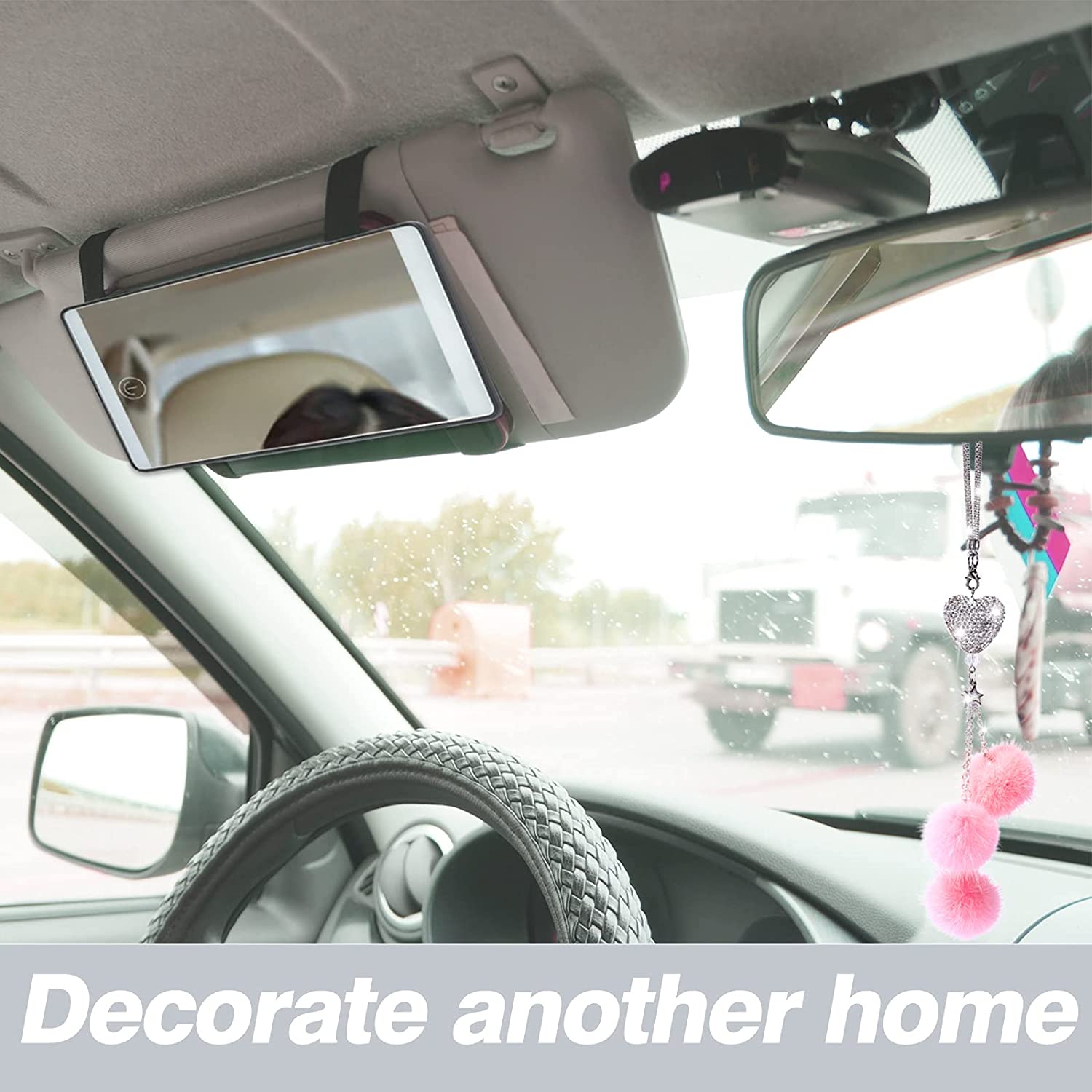 Car Visor Mirror Car Makeup Mirror with LED Lights for Car Truck SUV Rear View Mirror Sun-Shading Co