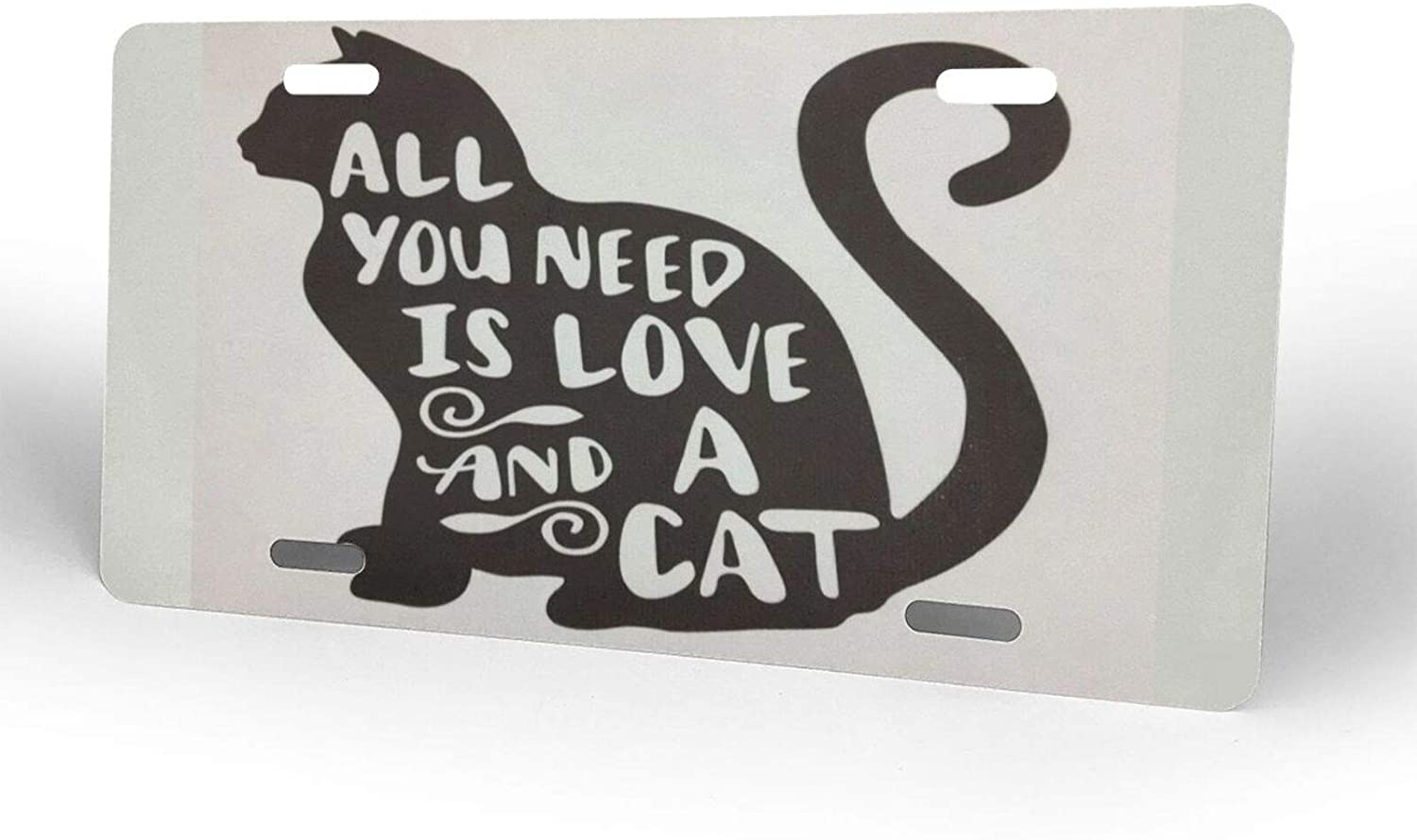 Animal Kitten All You Need is Love and A Cat Lover Quote License Plate Frame Aluminum Metal Covers,M