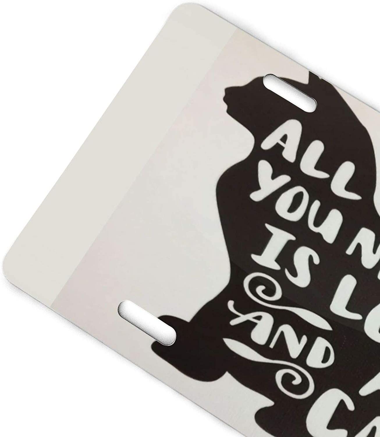 Animal Kitten All You Need is Love and A Cat Lover Quote License Plate Frame Aluminum Metal Covers,M
