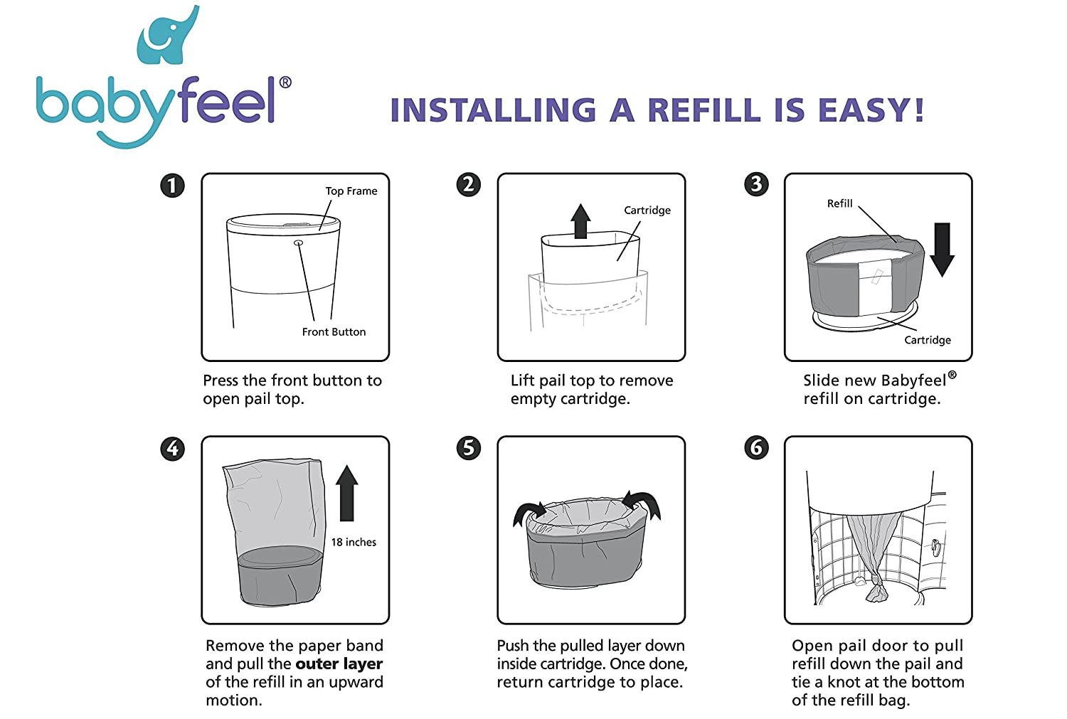 Babyfeel Refills Compatible with Dekor Classic Diaper Pails | 4 Pack | Exclusive 30% Extra Thickness