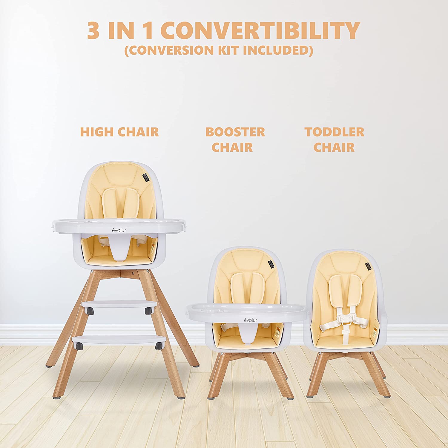 Evolur Zoodle 3in1 High Chair I Booster Feeding Chair I Modern Design