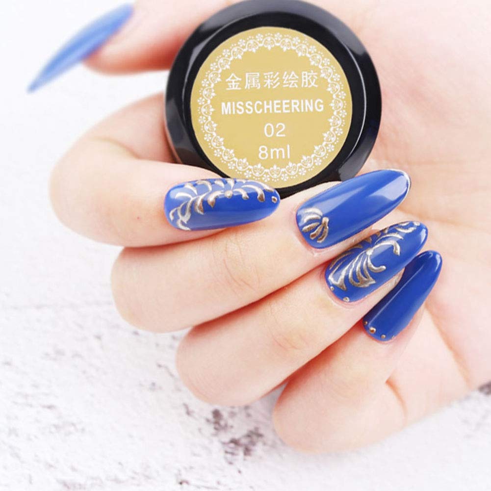 Ladies Manicure 8ml / Bottle Nail Painted Gel Metallic Nail Art UV Varnish Lacquer(Gold)