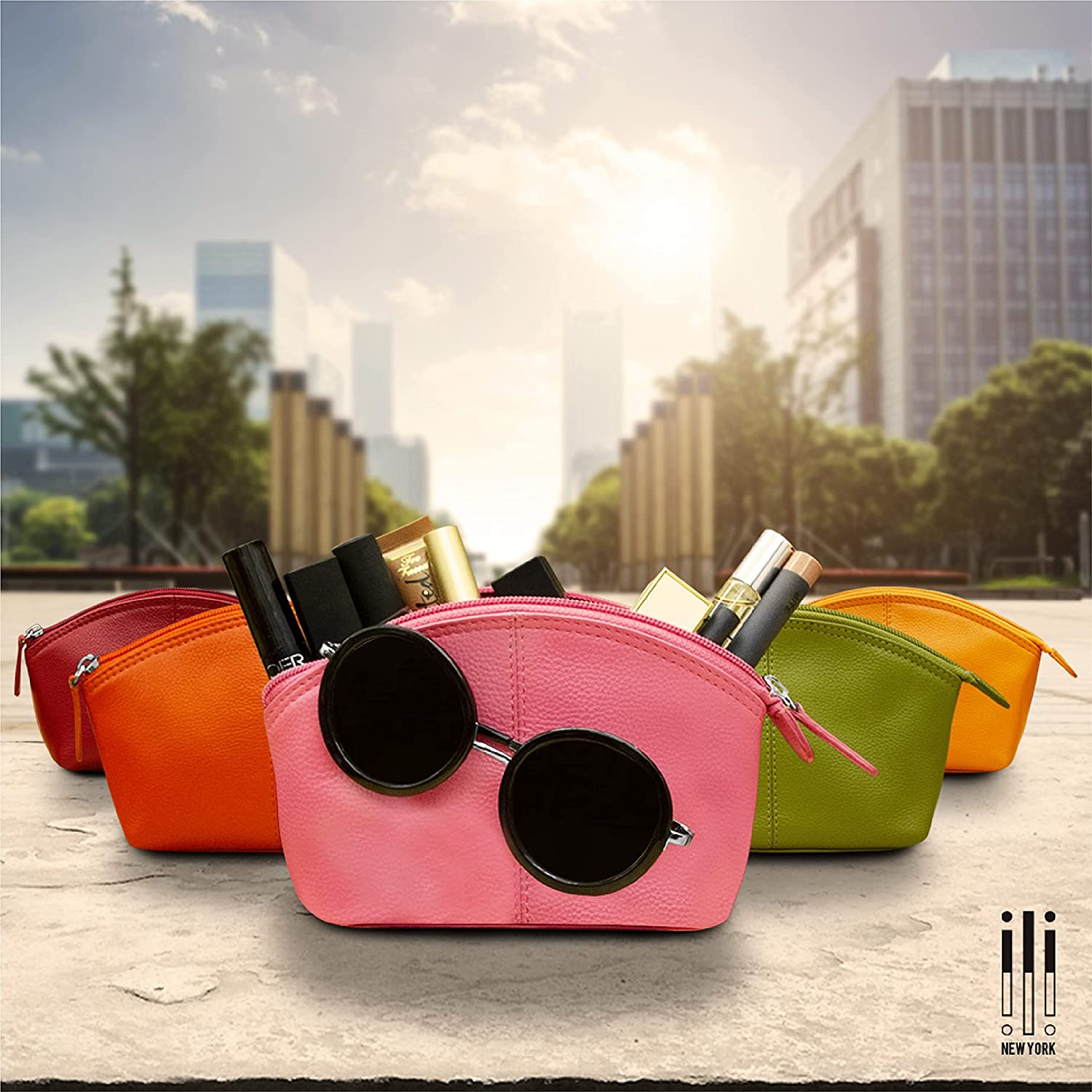ili New York 6480 Leather Cosmetic Makeup Case