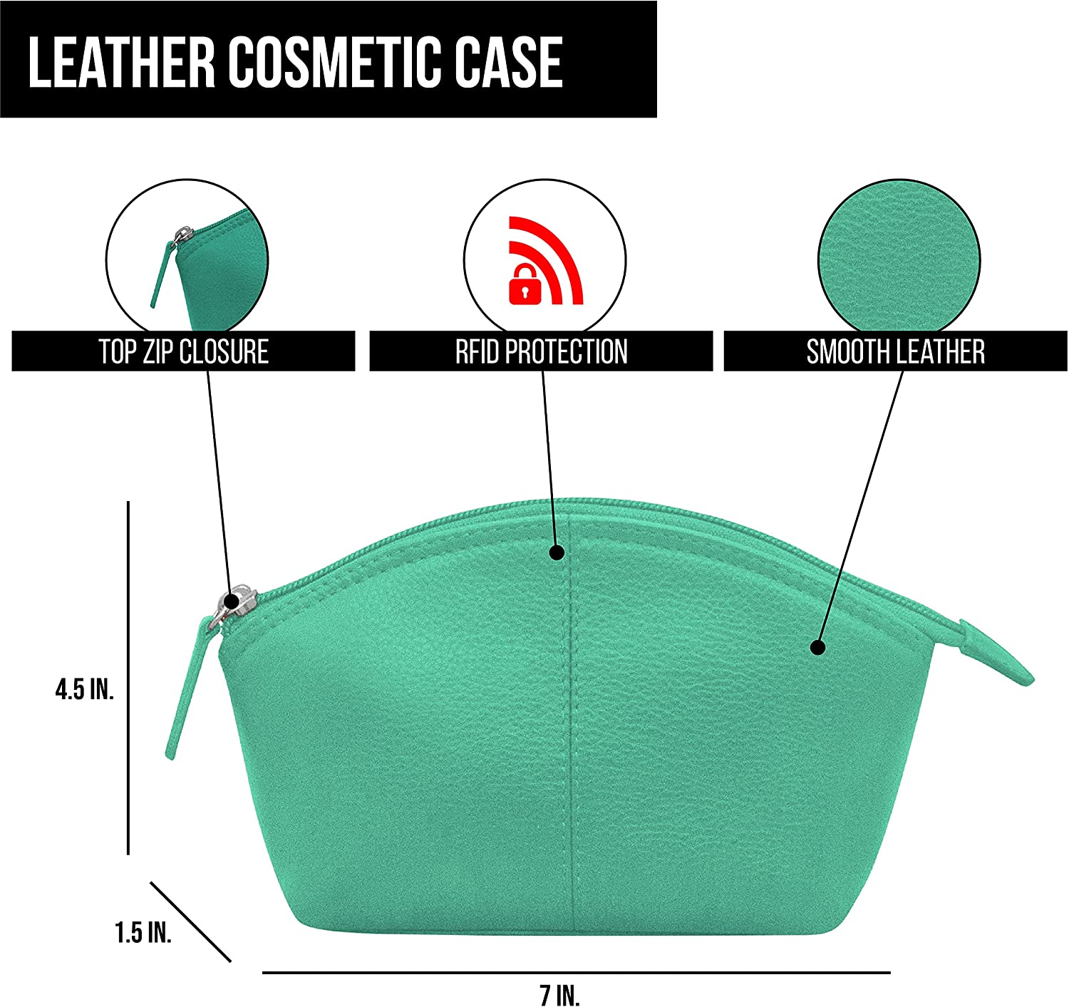 ili New York 6480 Leather Cosmetic Makeup Case