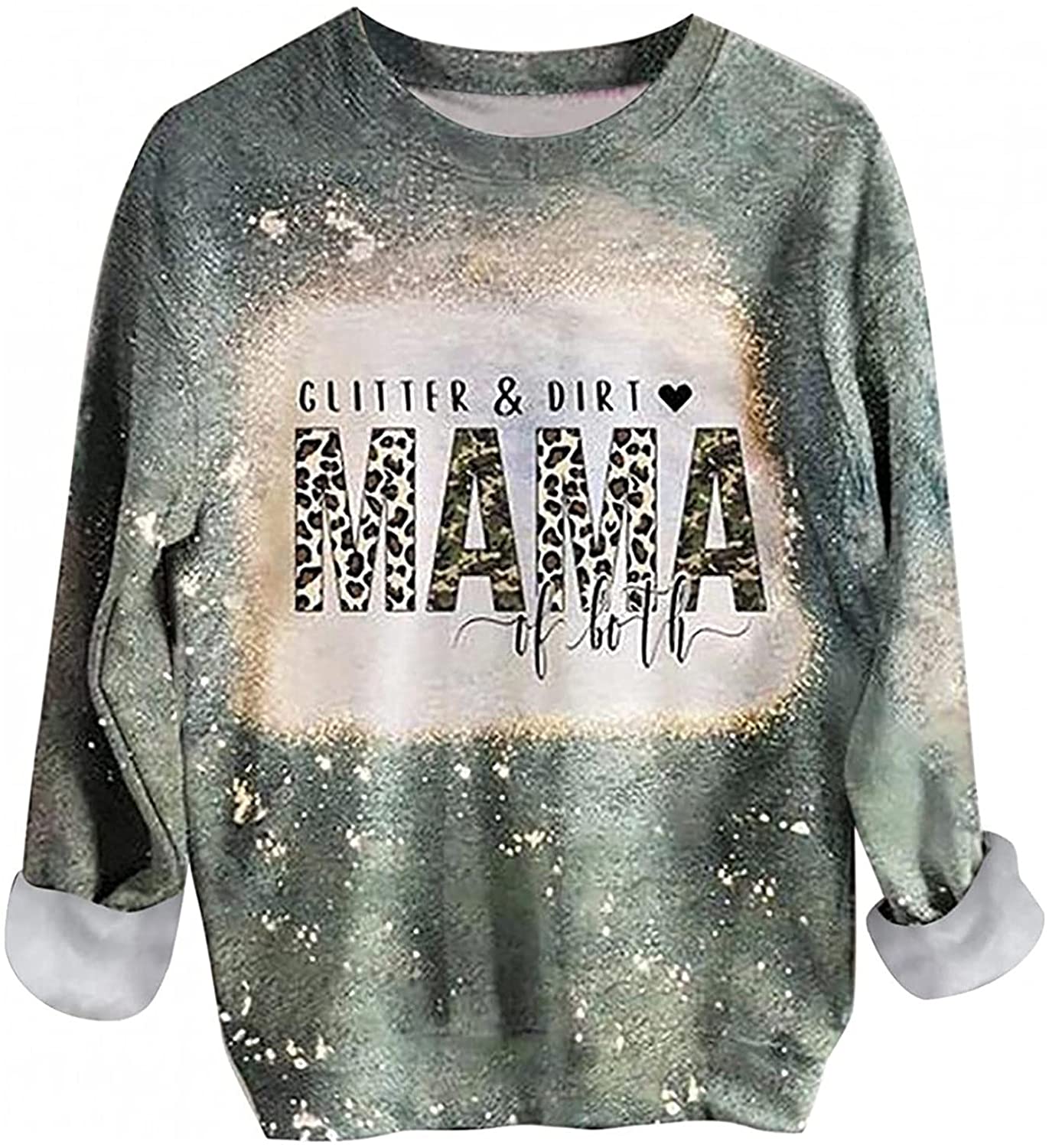 Fall Sweatshirts for Women Casual Crew neck Long Sleeve Pullover Blouse Trendy Reverse Tie Dye Light