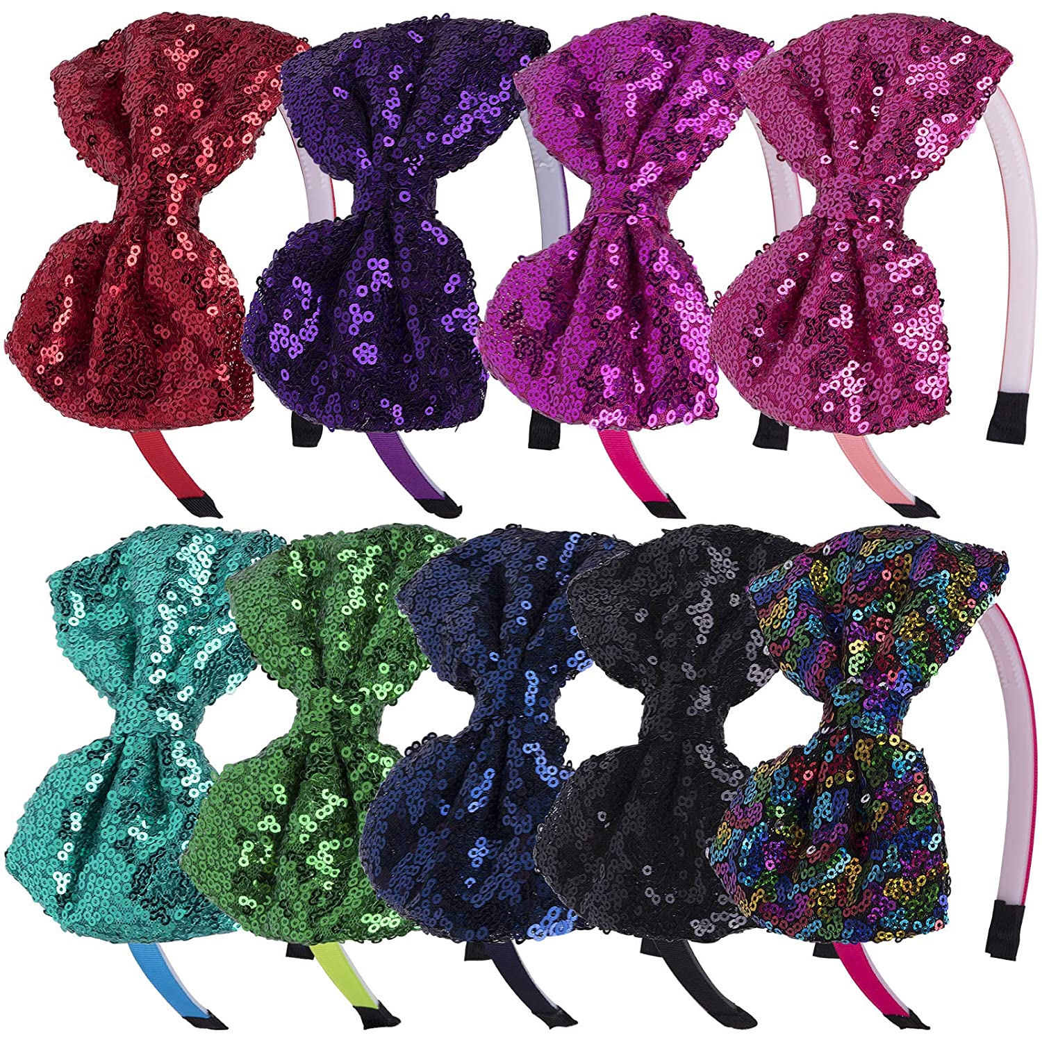 XIMA Girls Headband with Sequin Bows for Girls,Glitter Bows Hairband for Baby Girls Hair Accessories