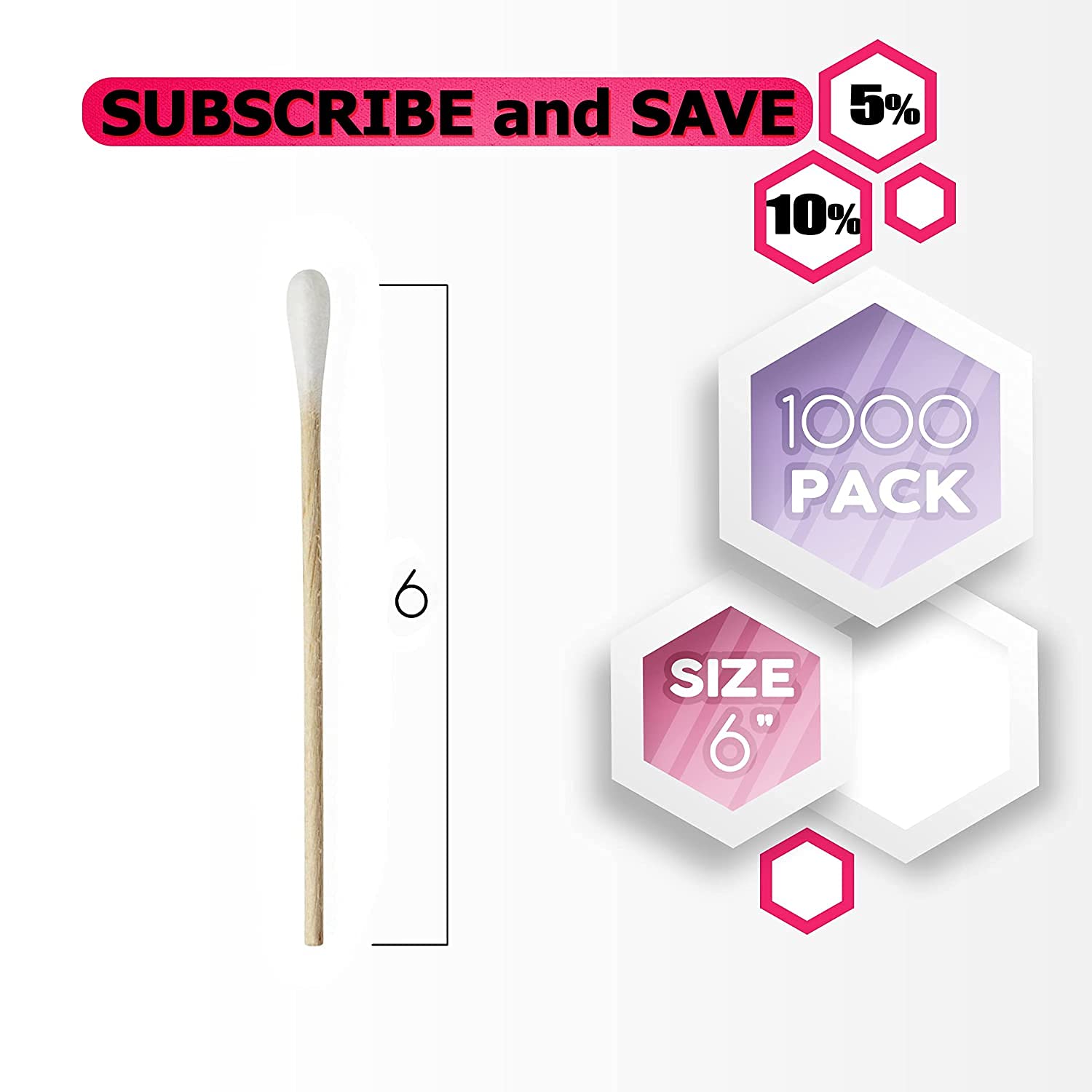 Dukal Cotton Tipped Applicators 6 inch. Pack of 1000 Swabsticks. Wood Shaft, 100% Cotton tip. Non-st