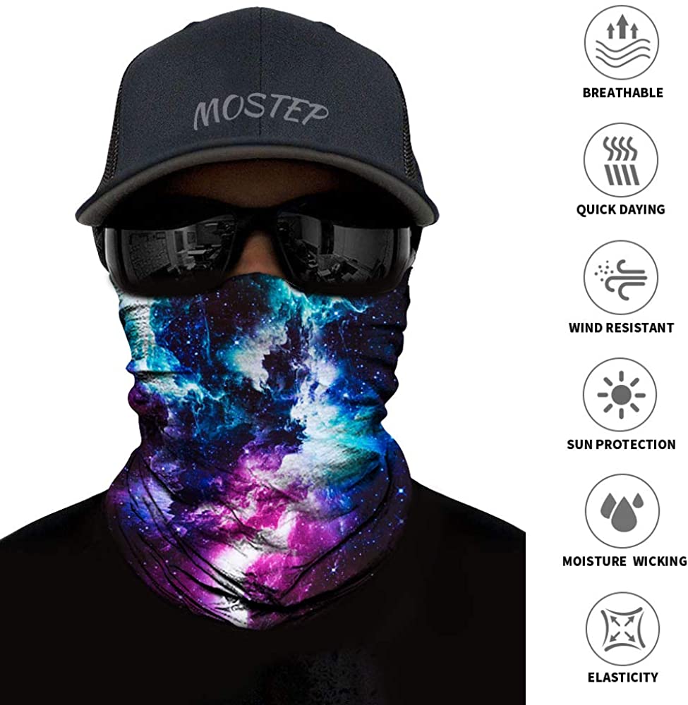 Neck Gaiter, Magic Headband Sport Headwear Elastic Face Mask Bandana Scarf UV Resistence Balaclava, 