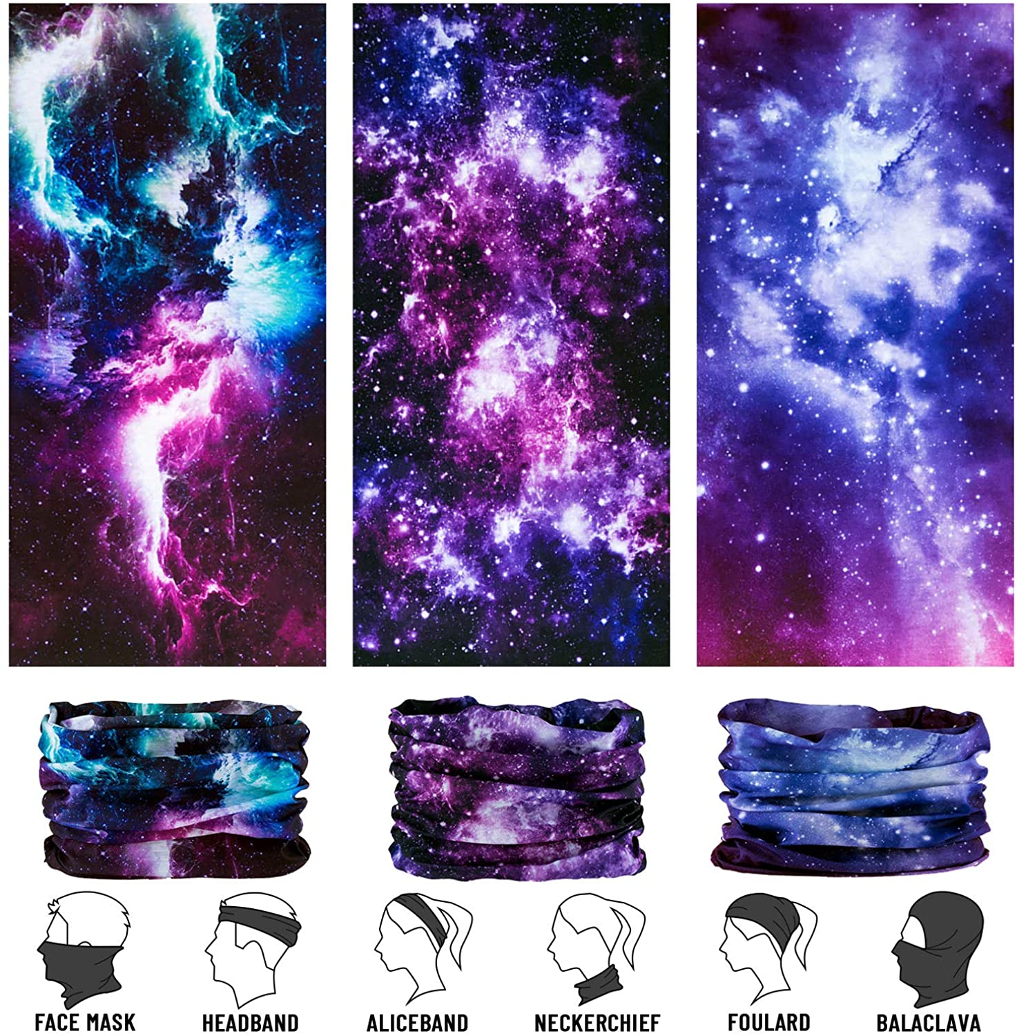 Neck Gaiter, Magic Headband Sport Headwear Elastic Face Mask Bandana Scarf UV Resistence Balaclava, 