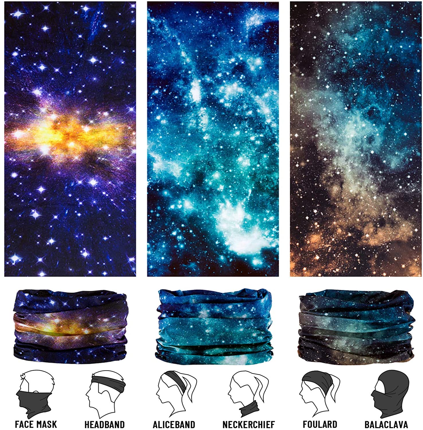 Neck Gaiter, Magic Headband Sport Headwear Elastic Face Mask Bandana Scarf UV Resistence Balaclava, 