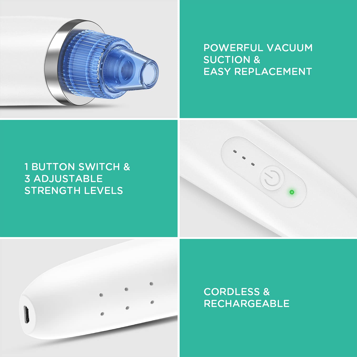 VOYOR Blackhead Remover Pore Vacuum - Electric Face Vacuum Pore Cleaner Acne White Heads Removal wit