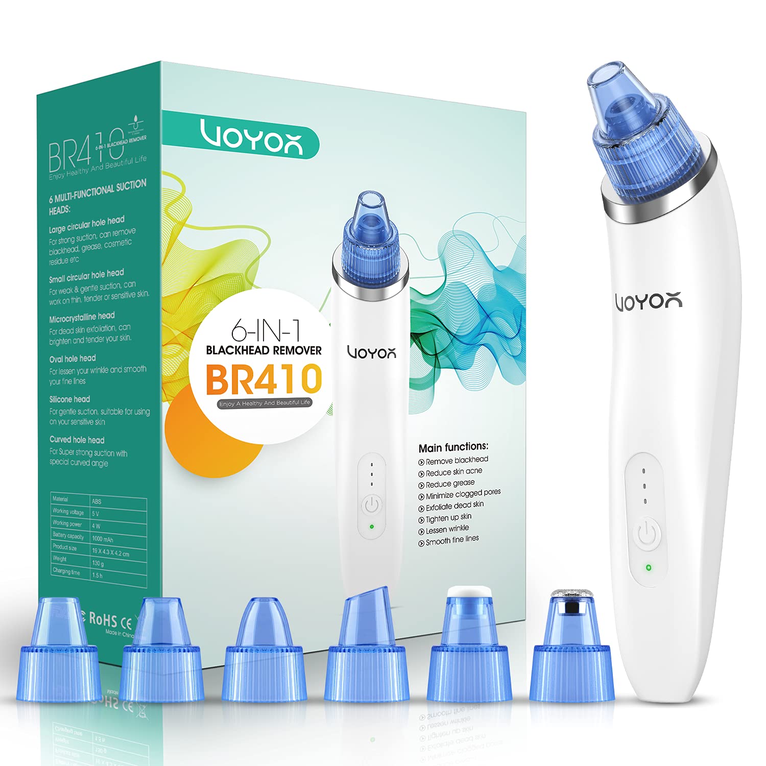 VOYOR Blackhead Remover Pore Vacuum - Electric Face Vacuum Pore Cleaner Acne White Heads Removal wit