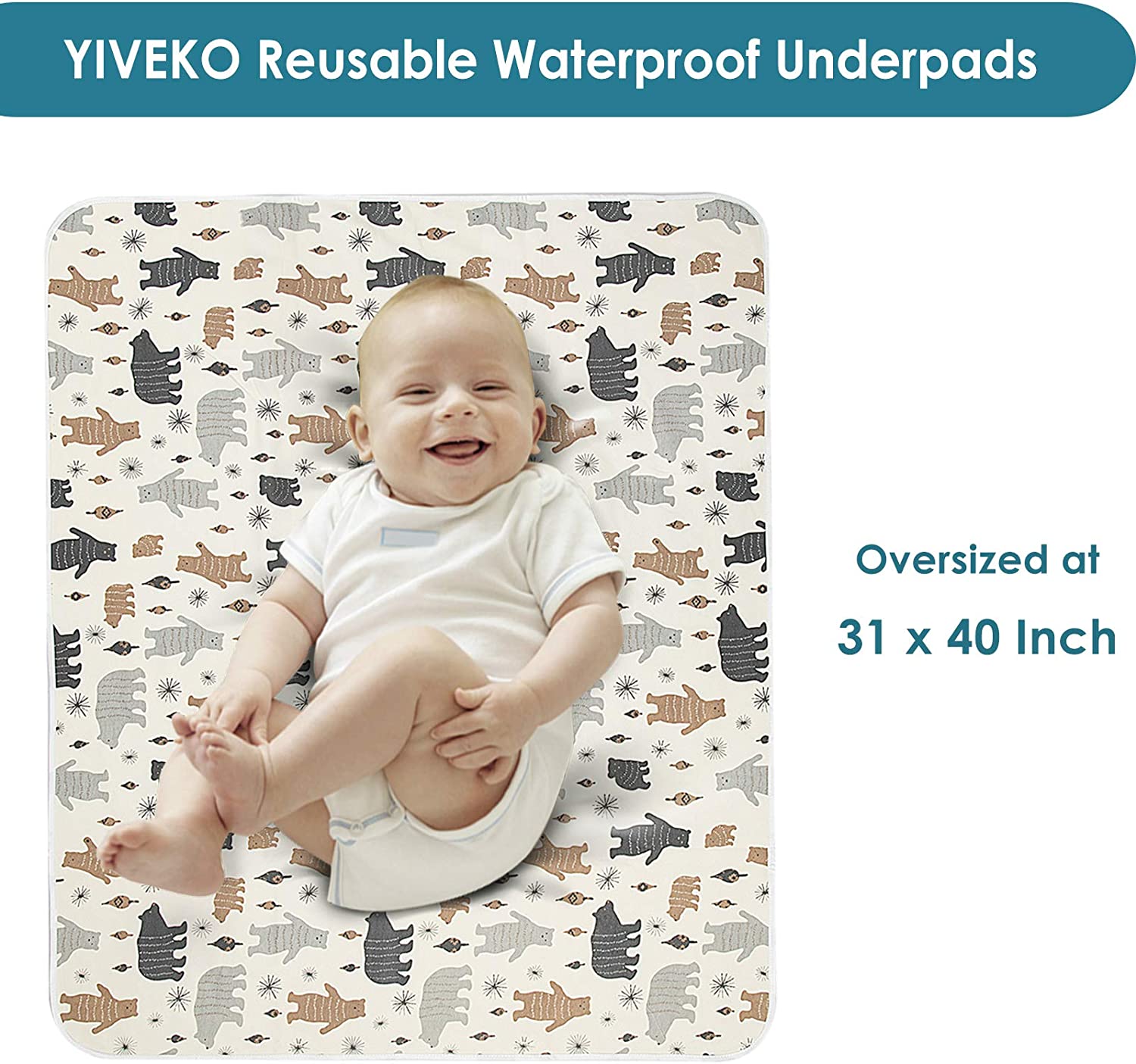 YIVEKO Baby Waterproof Bed Pad Washable Mattress Pad Reusable Underpads Bed Wetting Incontinence Cov