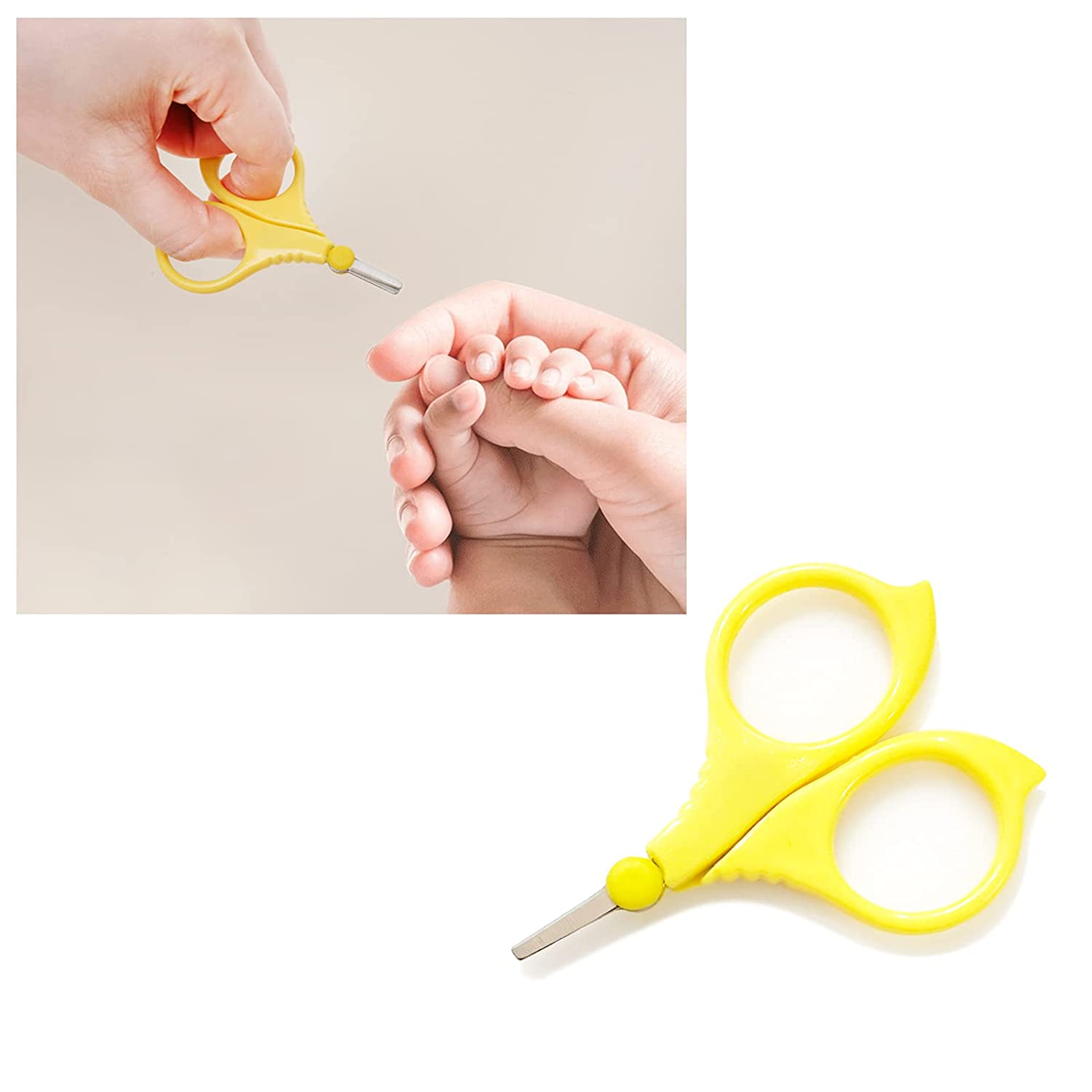 Baby Round Tip Safety Manicure Nail Scissors and Baby Glass Nail File Set, Stainless Steel, Ideal Sh