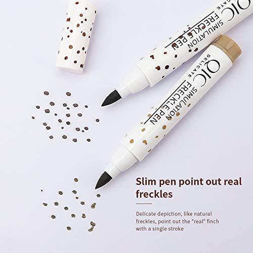 2 Pack Freckle Pen, Waterproof Lasting Natural Like Face Freckle Makeup Pen for Natural Effortless S