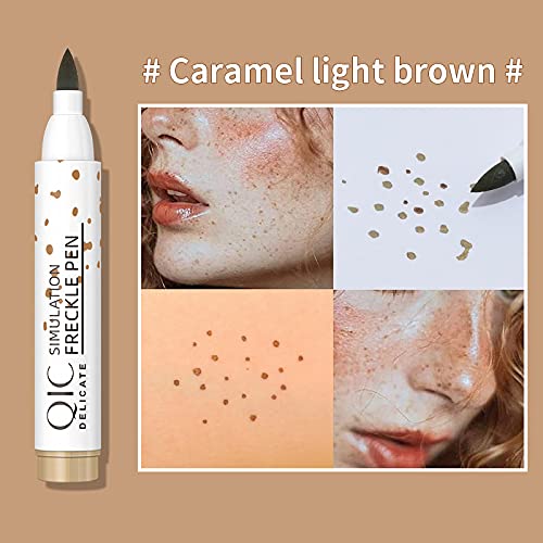 2 Pack Freckle Pen, Waterproof Lasting Natural Like Face Freckle Makeup Pen for Natural Effortless S