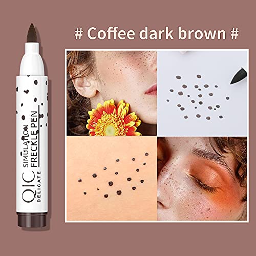 2 Pack Freckle Pen, Waterproof Lasting Natural Like Face Freckle Makeup Pen for Natural Effortless S