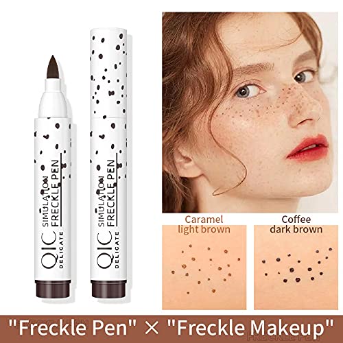 2 Pack Freckle Pen, Waterproof Lasting Natural Like Face Freckle Makeup Pen for Natural Effortless S