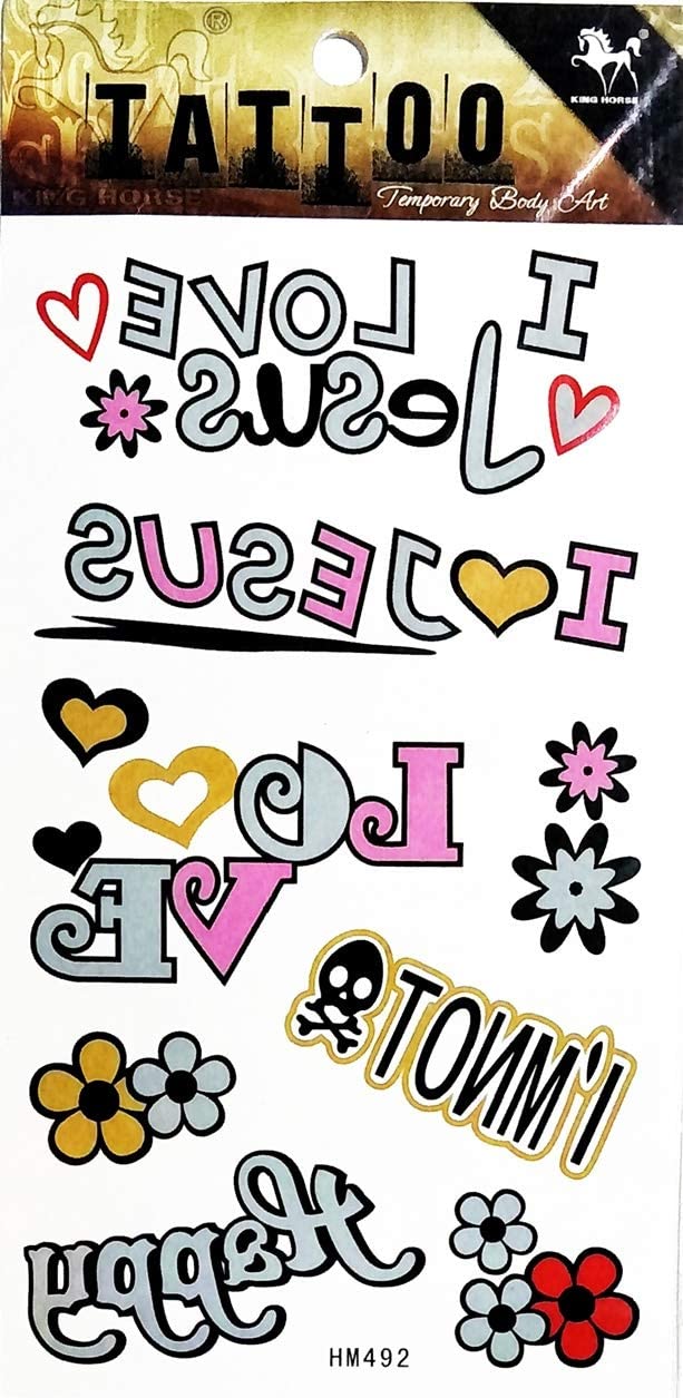 Tattoos 2 Sheets Happy I Love You Sunflower Letters Cute Temporary Tattoos for Adult Men Women Kids 